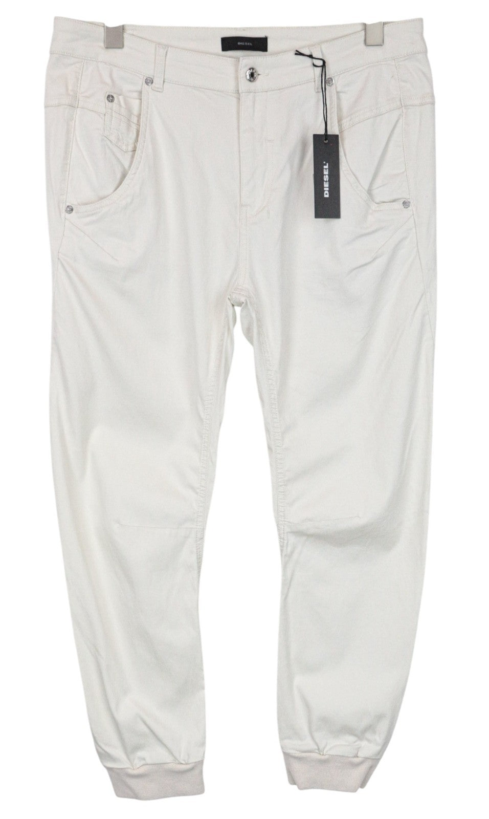 DIESEL D-Aygle Men Trousers W29/L30 Tapered Fit Off-White Cotton Blend Stretch