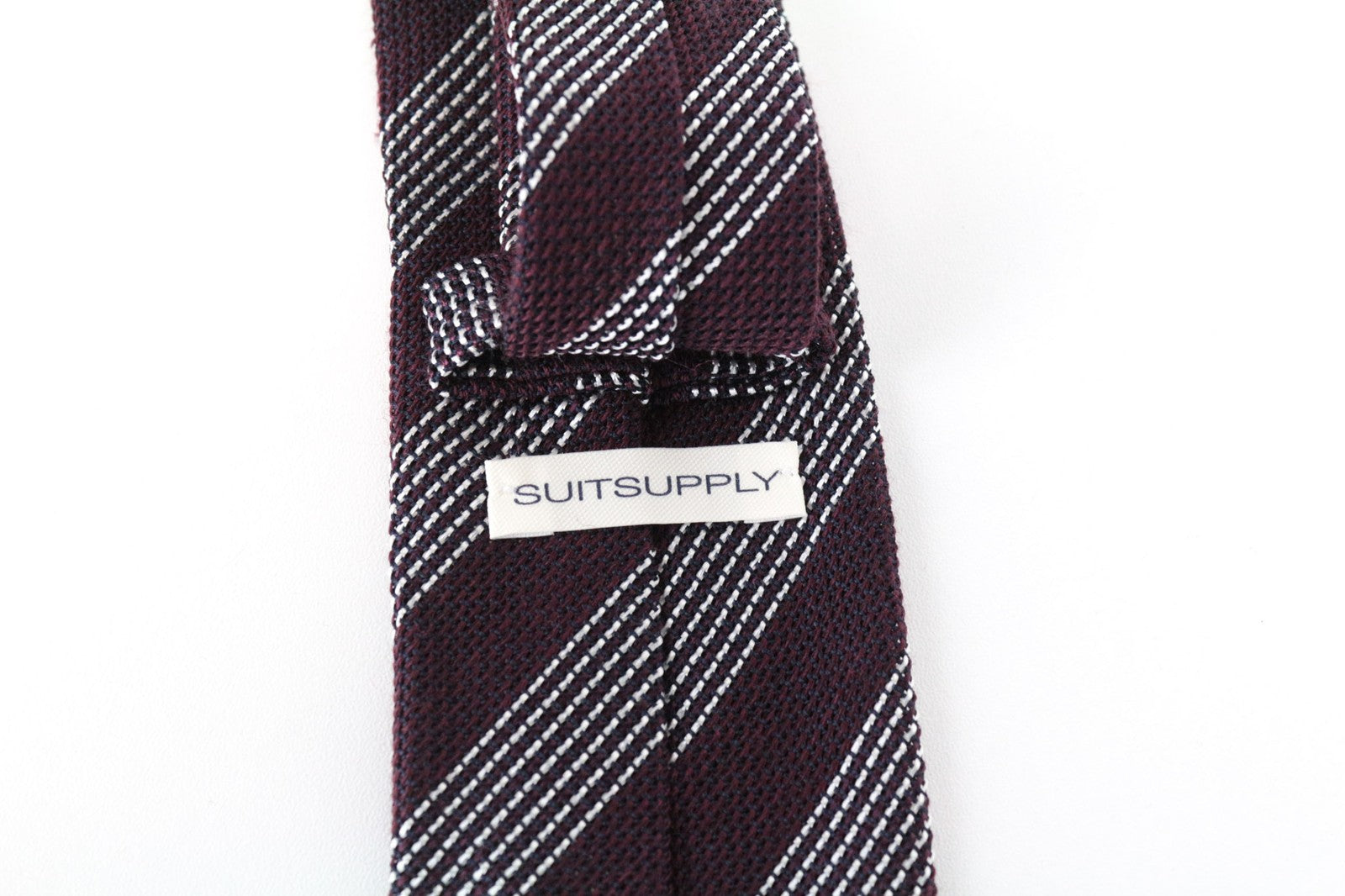 SUITSUPPLY Men Tie 150 x 8 cm Purple Silk Wool Striped Pointed-End Formal