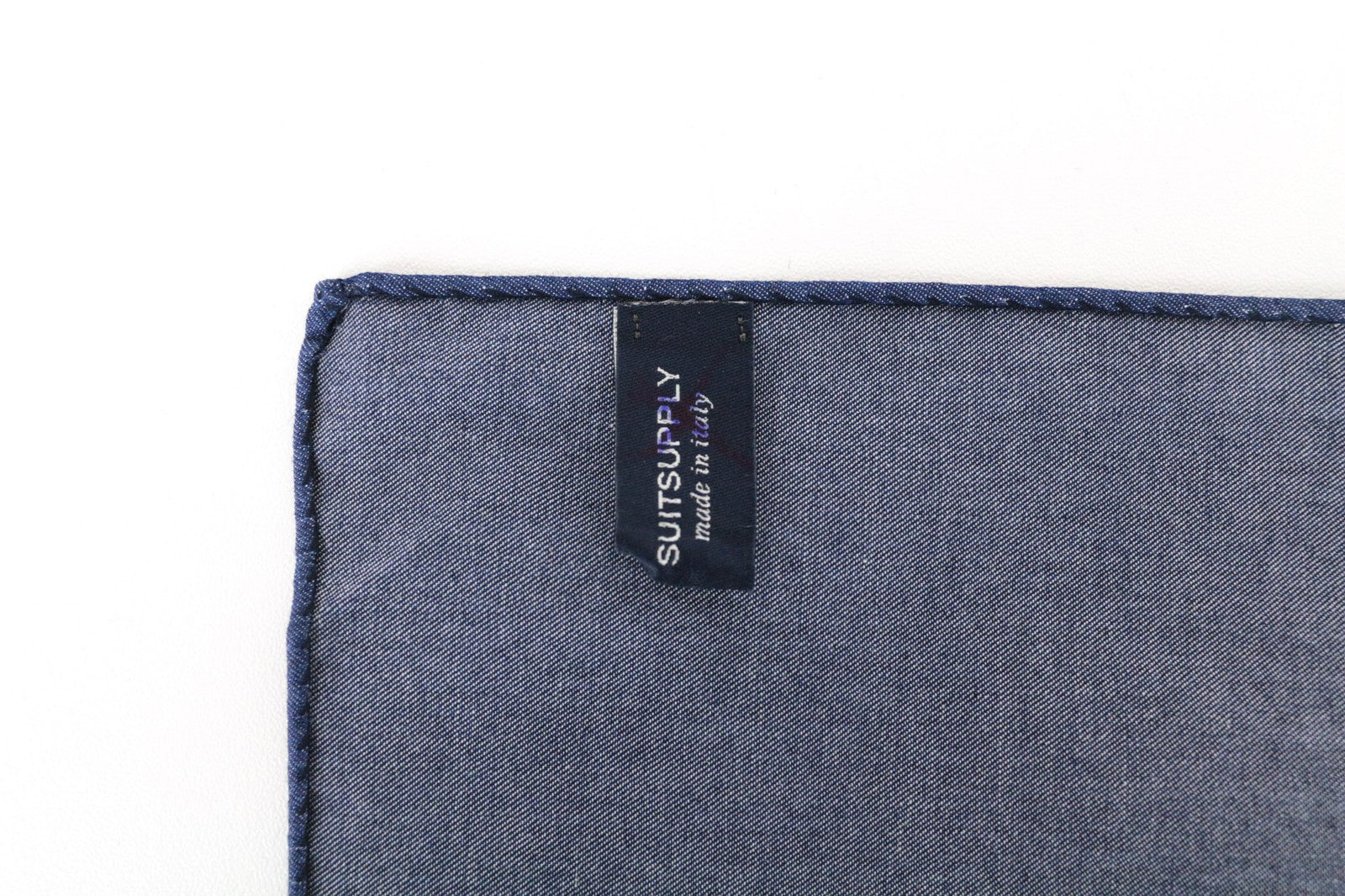 SUITSUPPLY Men Handkerchief 33 x 32 cm Blue Pure Cotton Plain Pocket Square