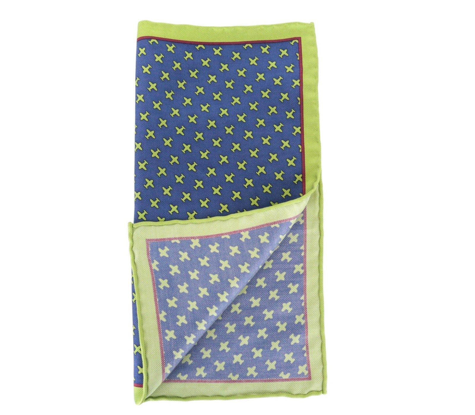 SUITSUPPLY Men Handkerchief 33 x 33 cm Blue Green Silk Patterned Pocket Square