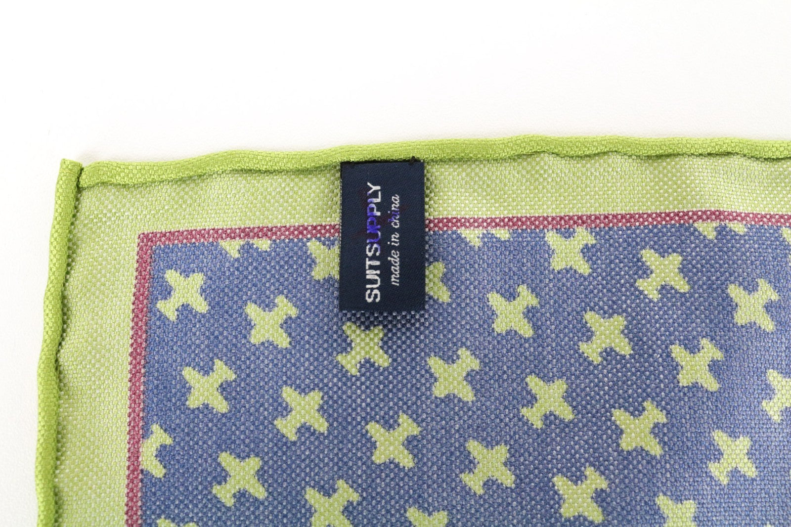 SUITSUPPLY Men Handkerchief 33 x 33 cm Blue Green Silk Patterned Pocket Square