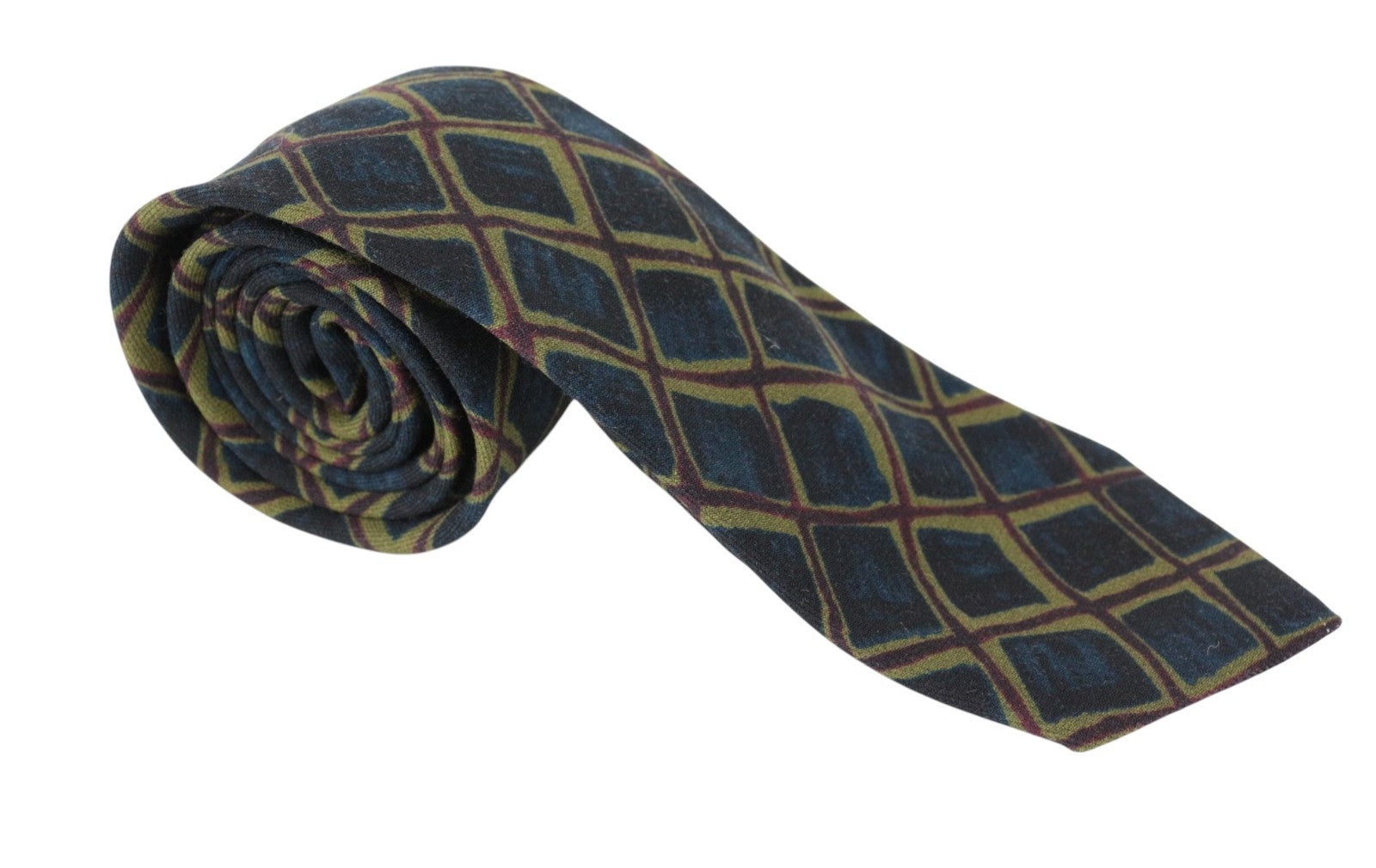 SUITSUPPLY Men Tie ~150 x 8 cm Green Blue Patterned Pure Wool Pointed-End Formal