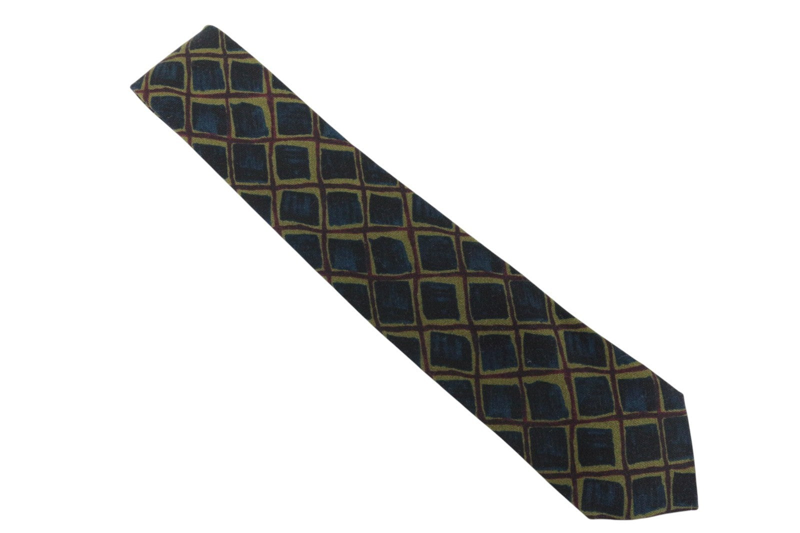 SUITSUPPLY Men Tie ~150 x 8 cm Green Blue Patterned Pure Wool Pointed-End Formal