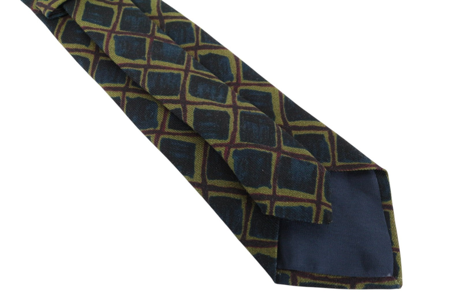 SUITSUPPLY Men Tie ~150 x 8 cm Green Blue Patterned Pure Wool Pointed-End Formal