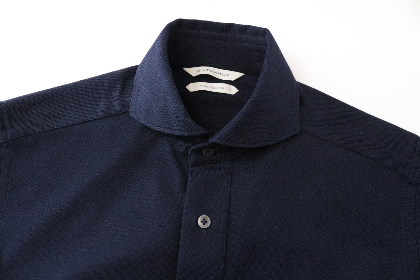 SUITSUPPLY Men T-Shirt 35/36/ 13 1/2/14 Navy Blue Pure Cotton Extra Slim Polo