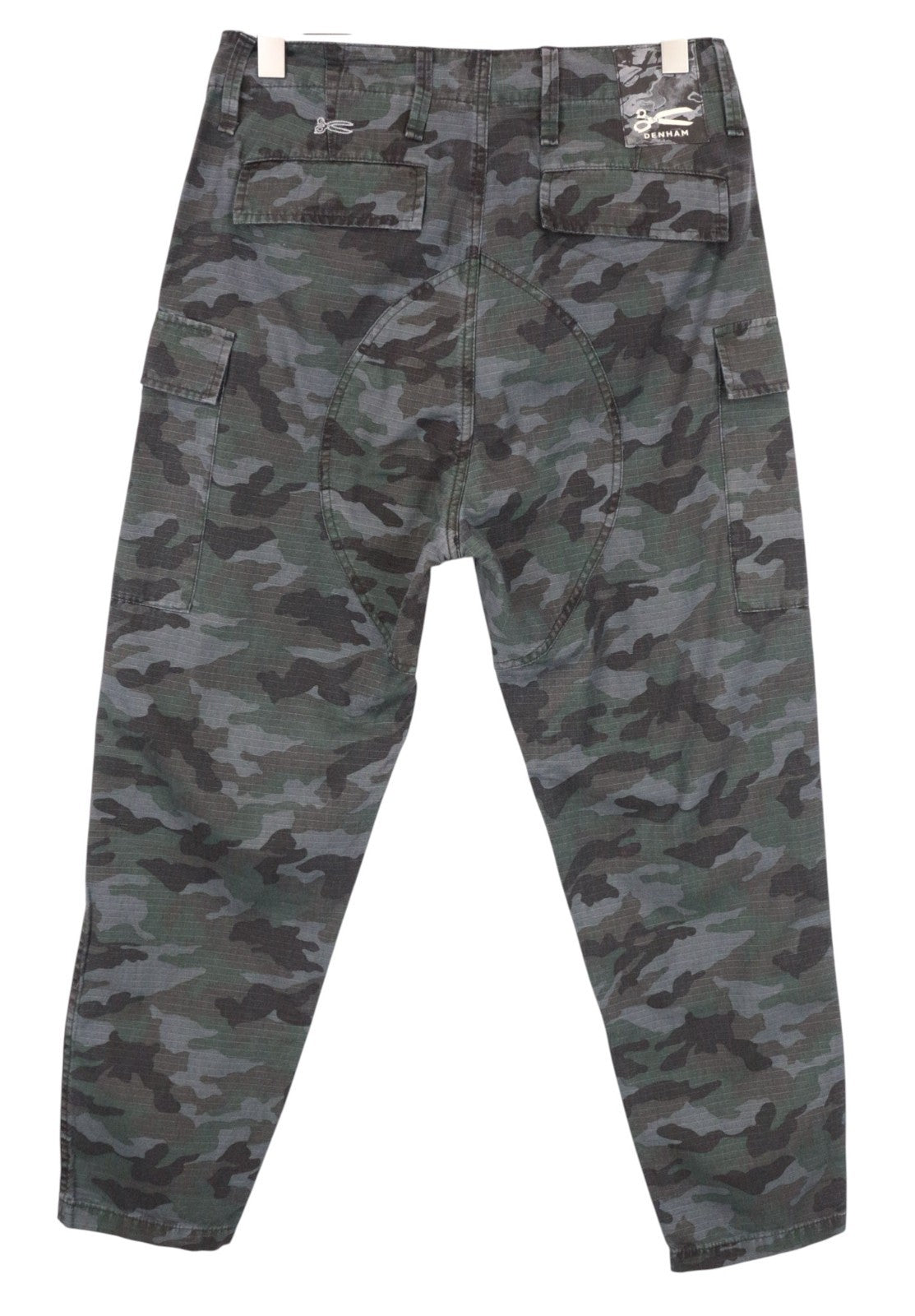 DENHAM Nato Men Trousers W30/L32 Grey Pure Cotton Military Patterned Cargo