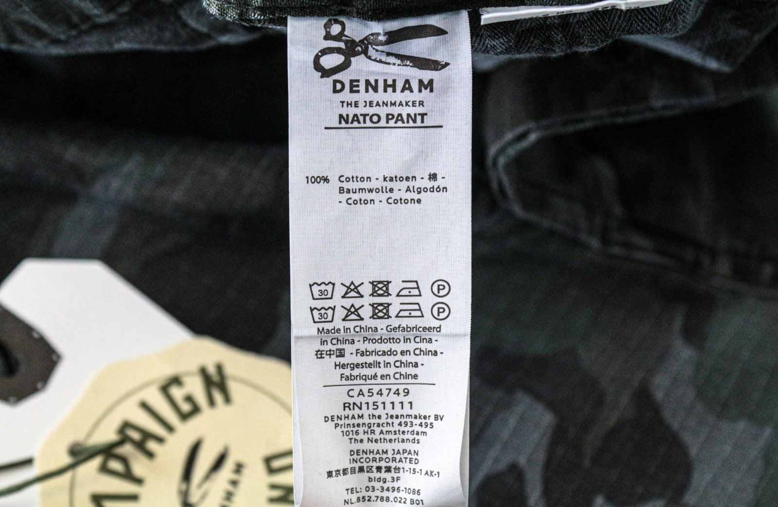 DENHAM Nato Men Trousers W30/L32 Grey Pure Cotton Military Patterned Cargo
