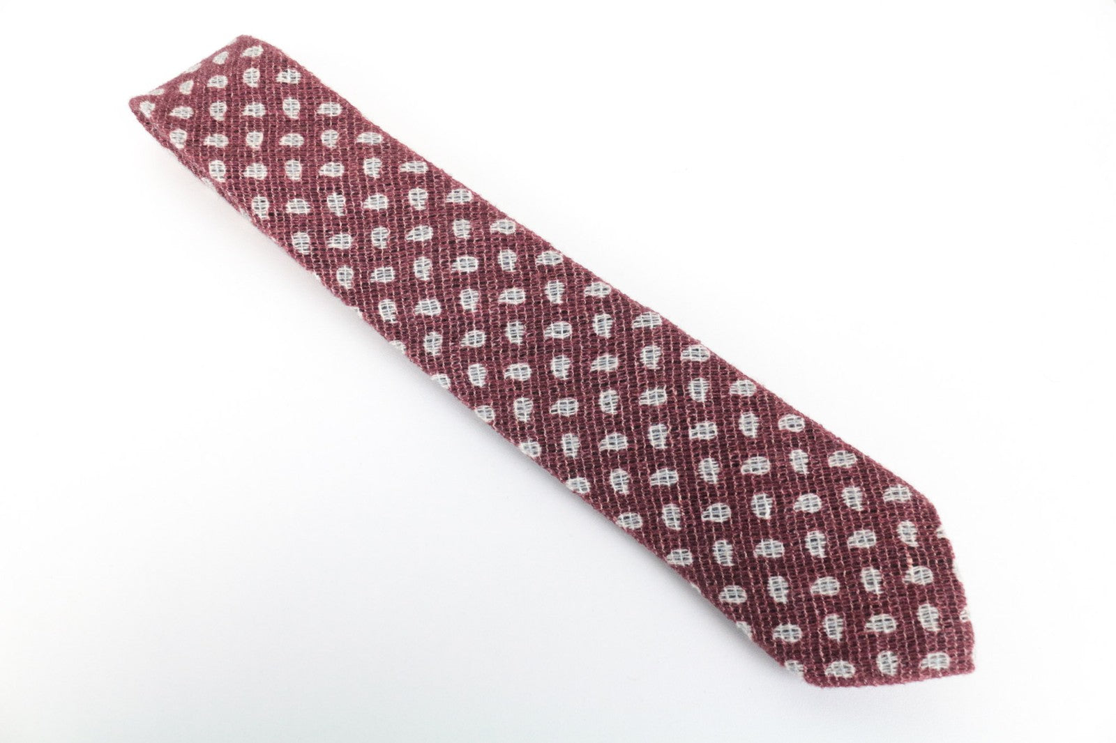 SUITSUPPLY Men Tie 150 x 8 cm Red Pointed-End Graphic Wool Linen Cashmere Mix