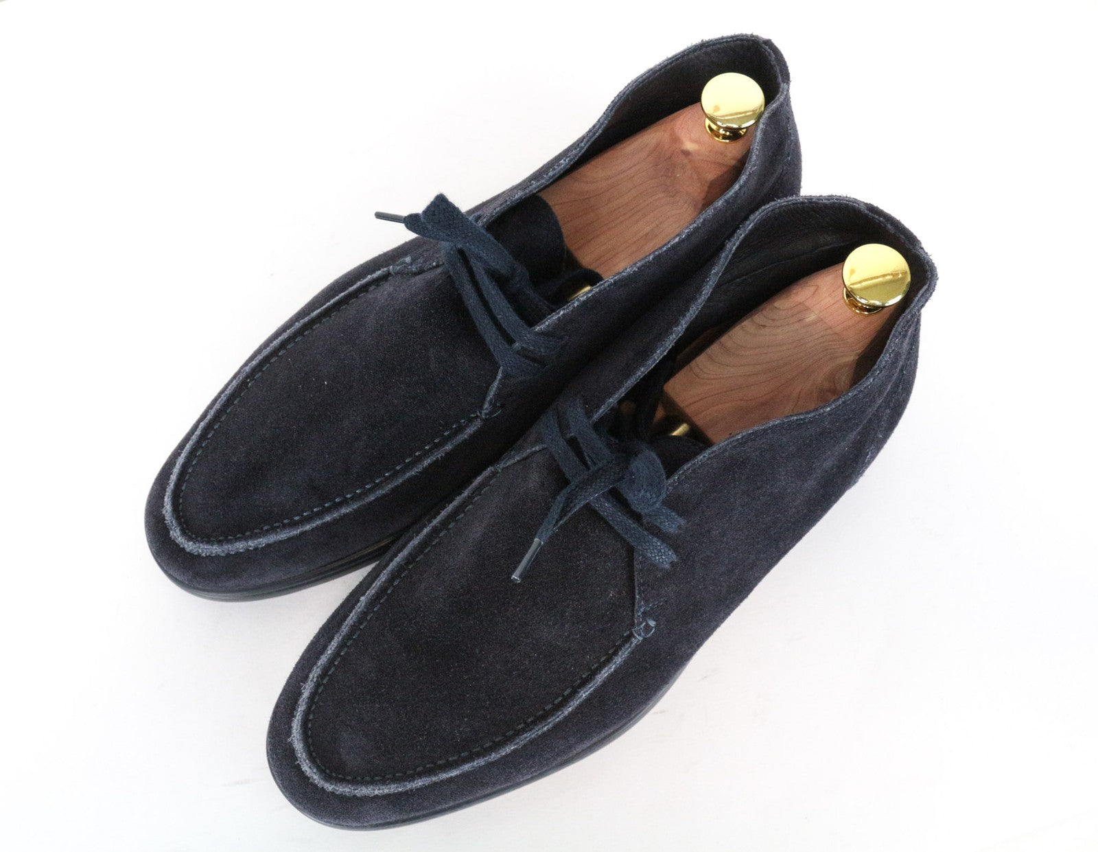 SUITSUPPLY Men Casual Shoes EU43 UK9 Lace-Up Navy Suede Chukka Leather High-Top