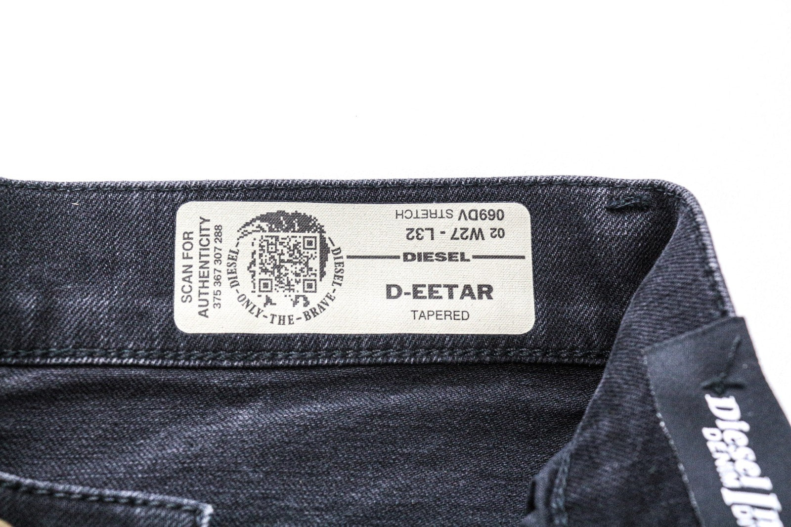 DIESEL D-Eetar 069DV Men Jeans W27/L32 Boys Tapered Cotton Stretch Black Ripped