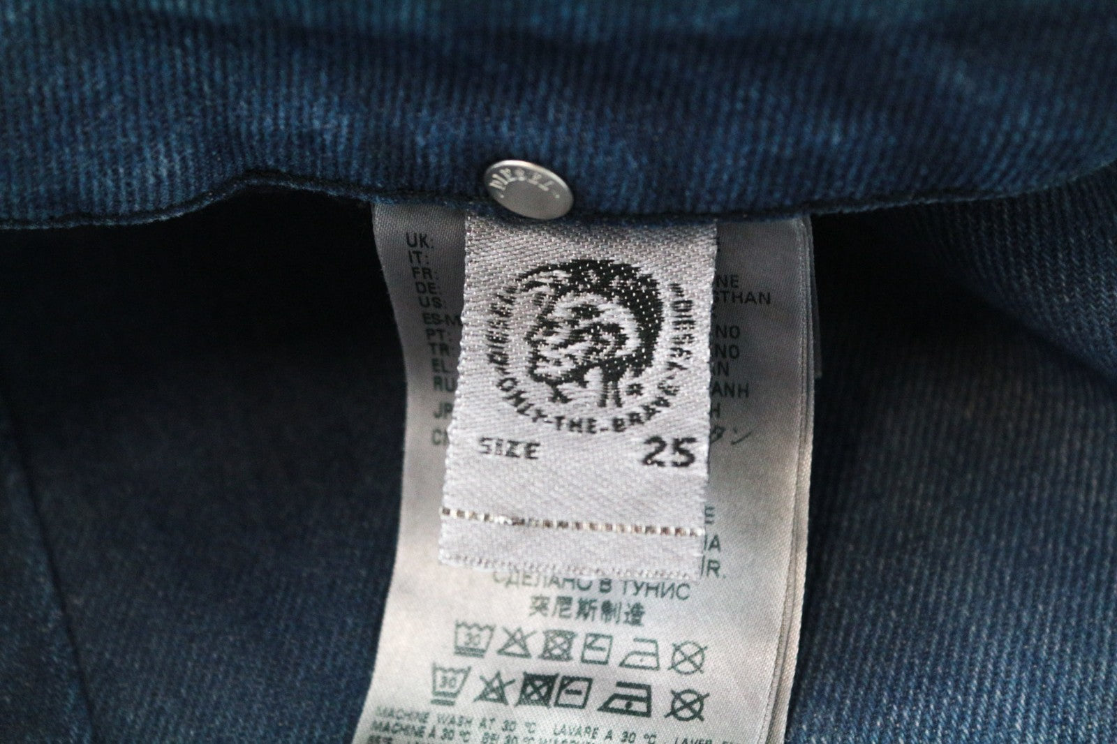 DIESEL D-Rifty 0870I Women Jeans W25/L32 Slim Blue Cotton Stretch Stained Effect