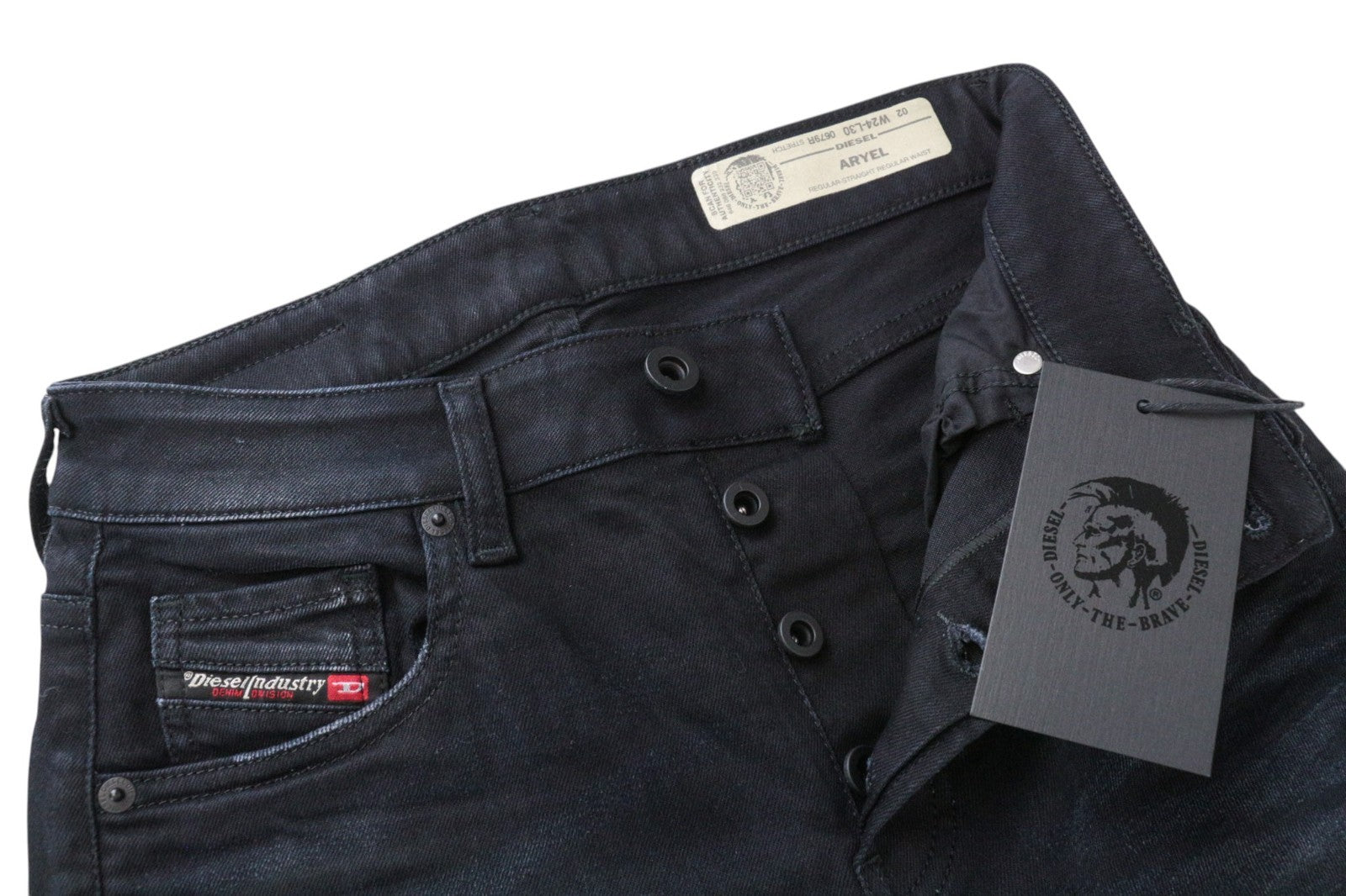 DIESEL Aryel 0679R Women Jeans W24/L30 Straight Fit Washed Black Cotton Stretch