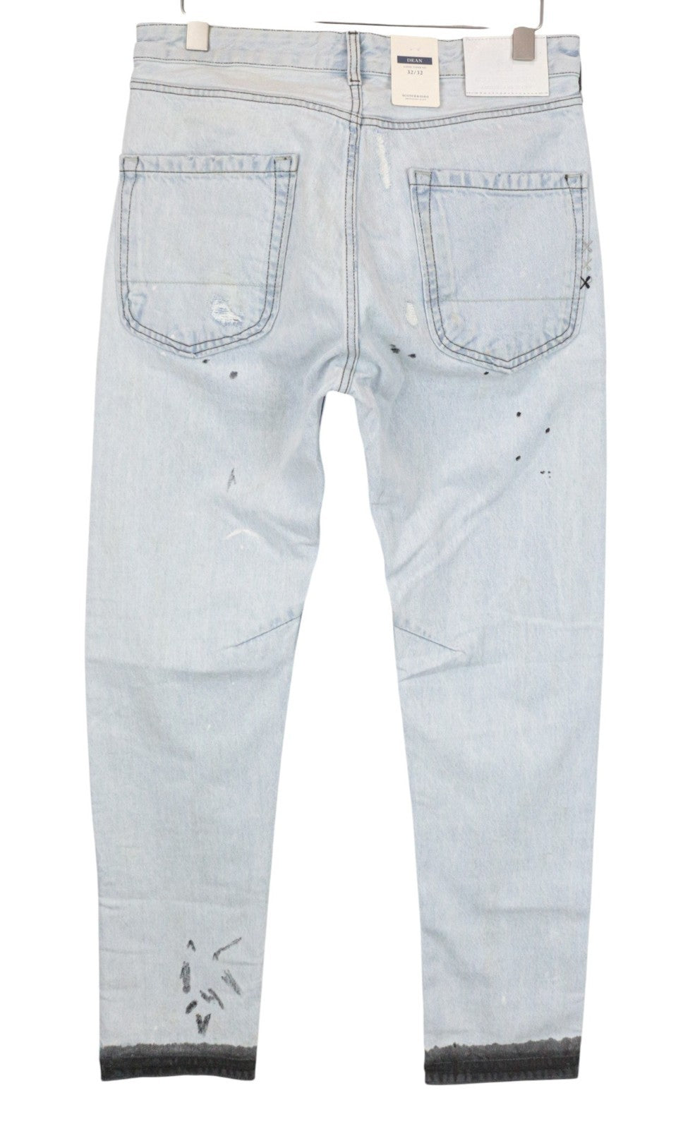 SCOTCH & SODA Dean Men Jeans W32/L32 Loose Tapered Fit Blue Painted Distressed