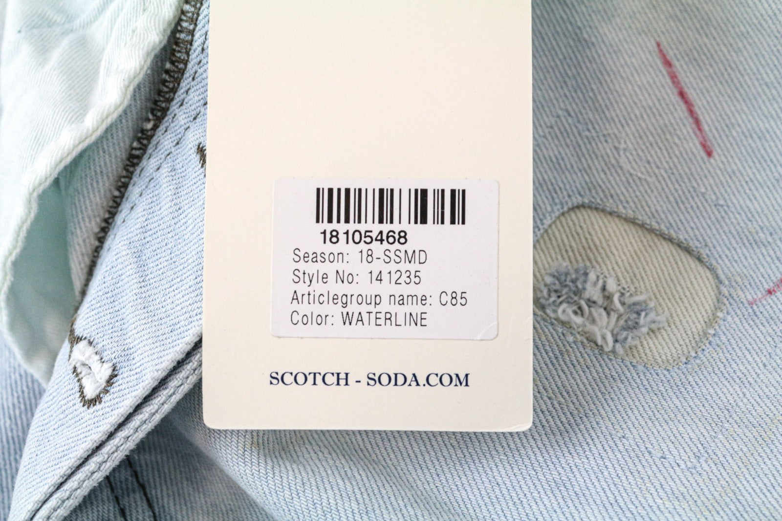 SCOTCH & SODA Dean Men Jeans W32/L32 Loose Tapered Fit Blue Painted Distressed