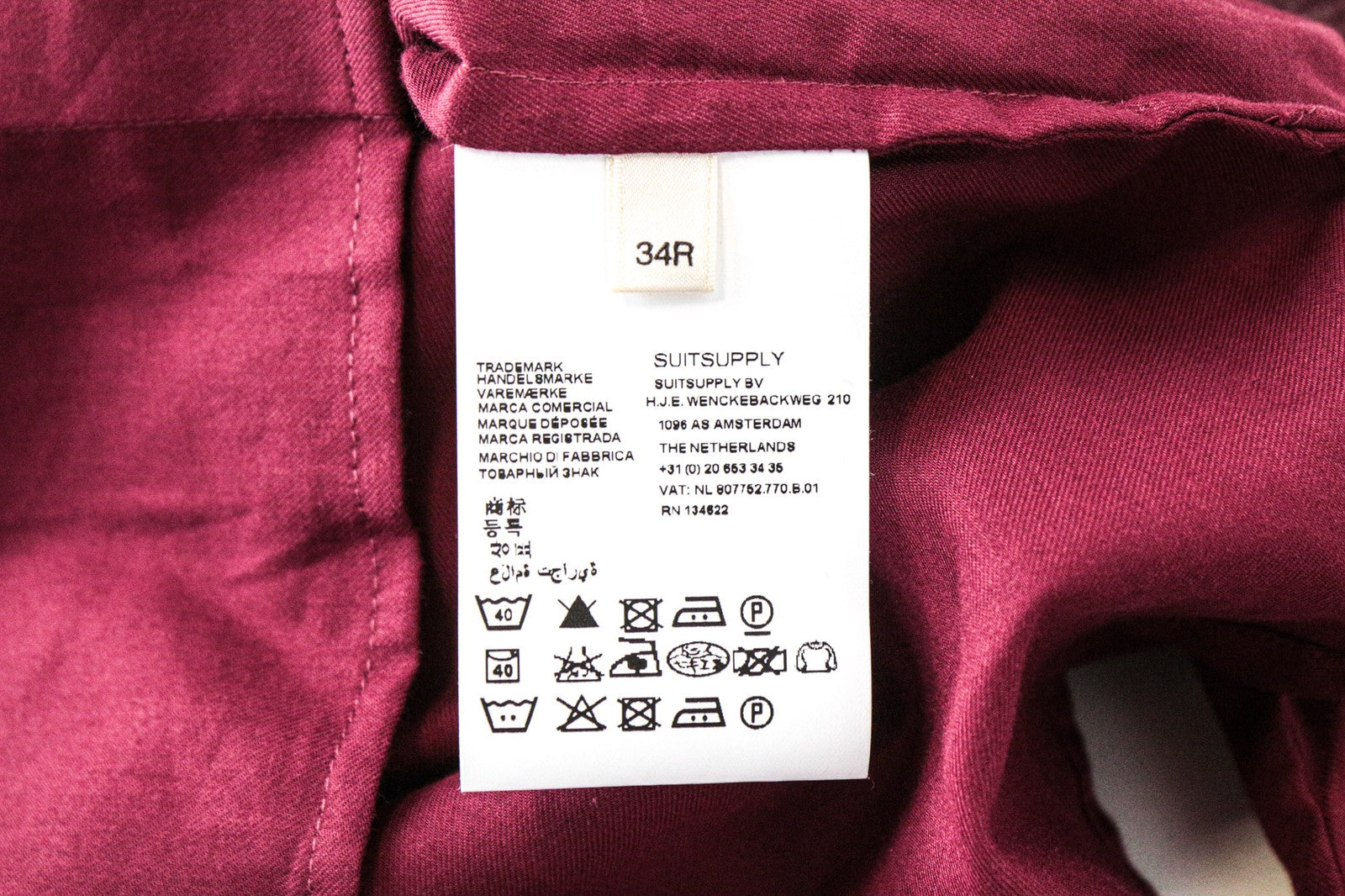 SUITSUPPLY Elton Women Shirt 34R XS Red Purple Long Sleeved Pure Cotton Button