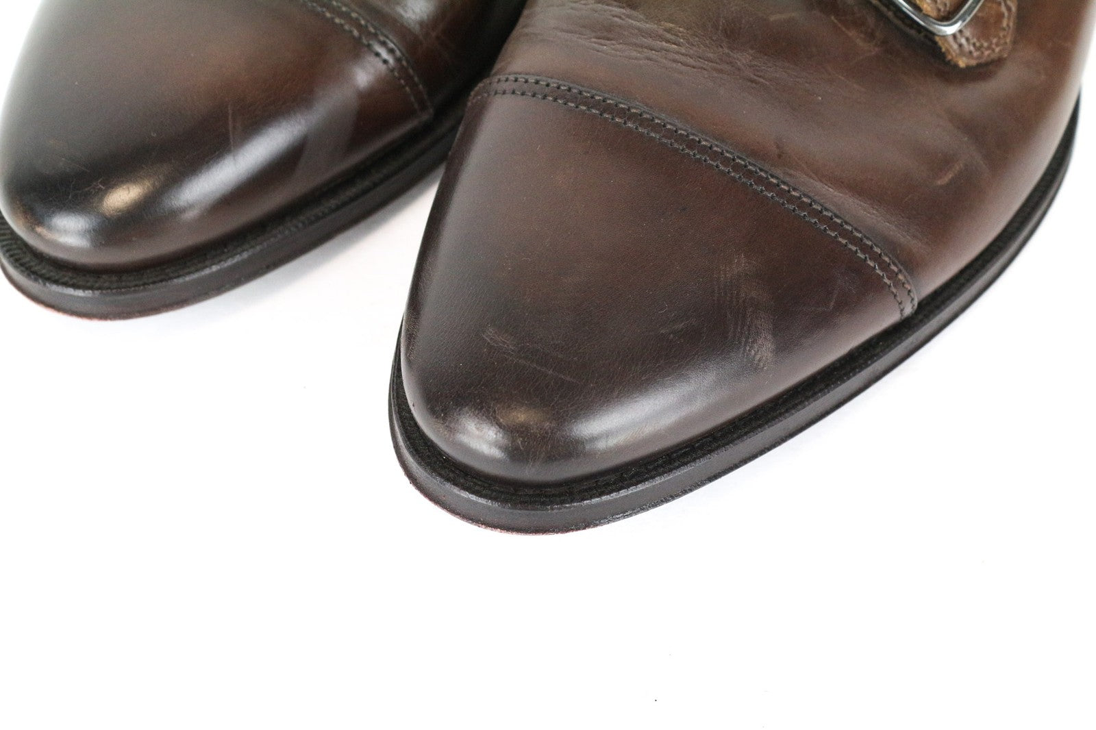 SUITSUPPLY Men Formal Shoes EU40.5 Brown Genuine Leather Double-Buckle