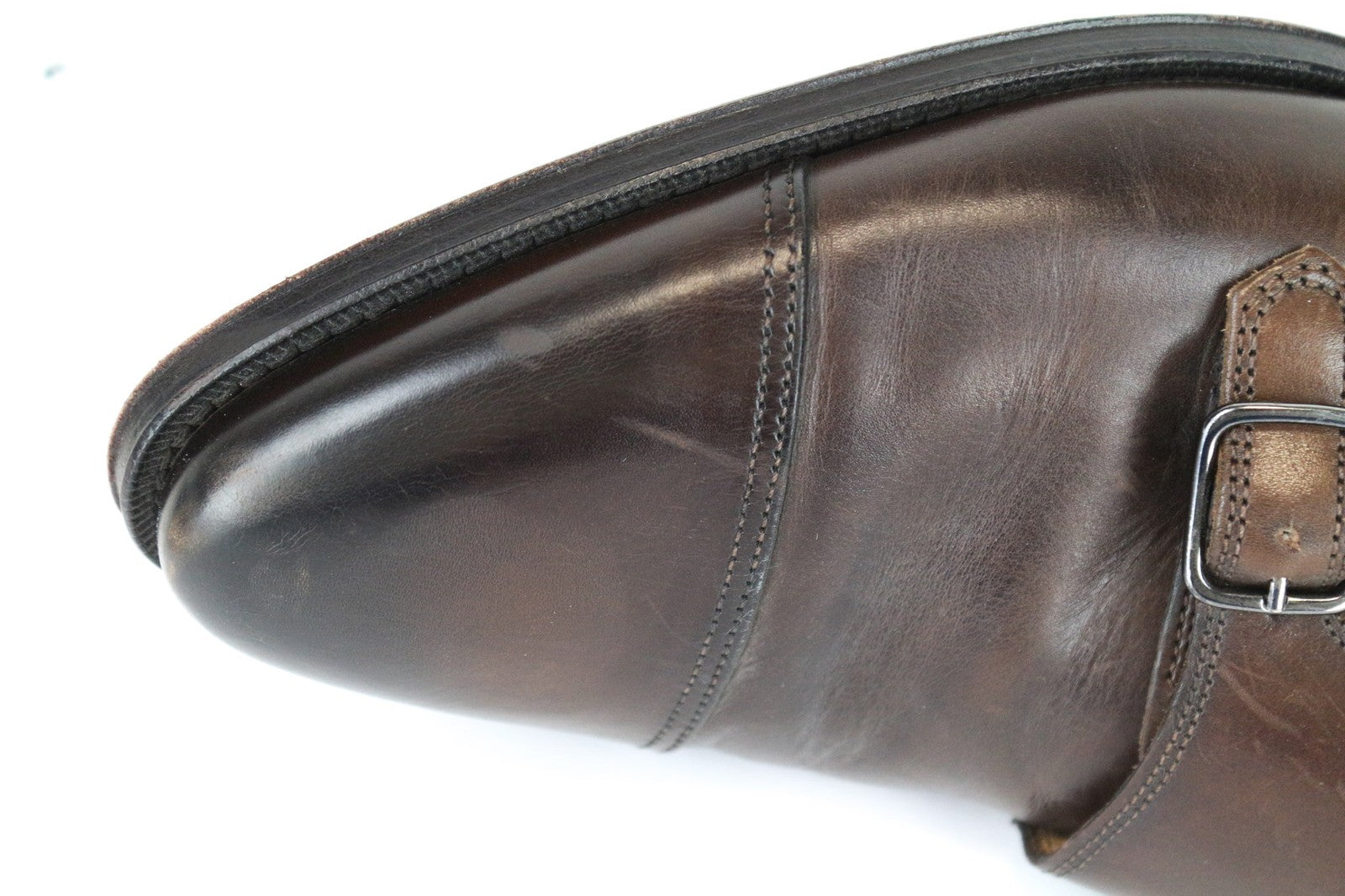 SUITSUPPLY Men Formal Shoes EU40.5 Brown Genuine Leather Double-Buckle