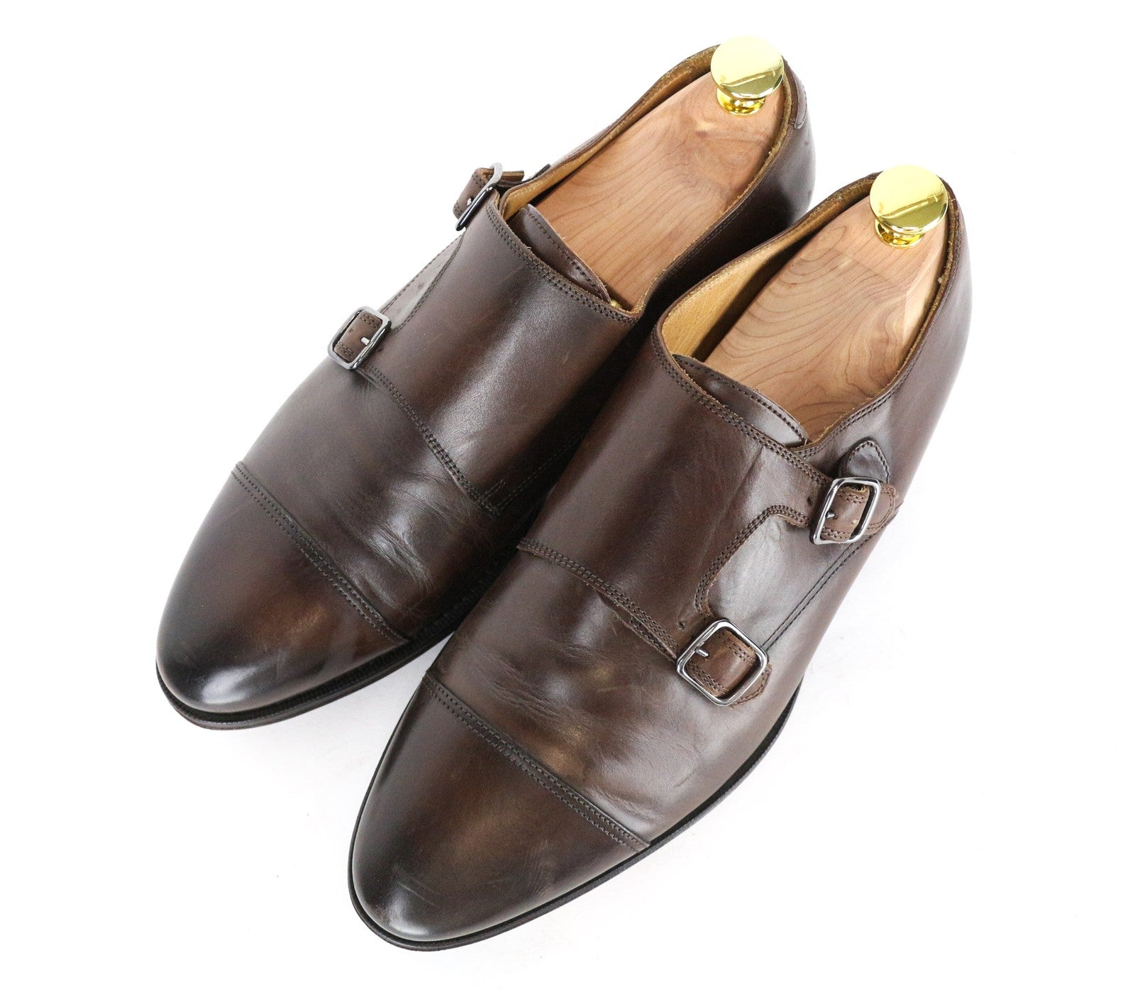 SUITSUPPLY Men Formal Shoes EU40.5 Brown Genuine Leather Double-Buckle