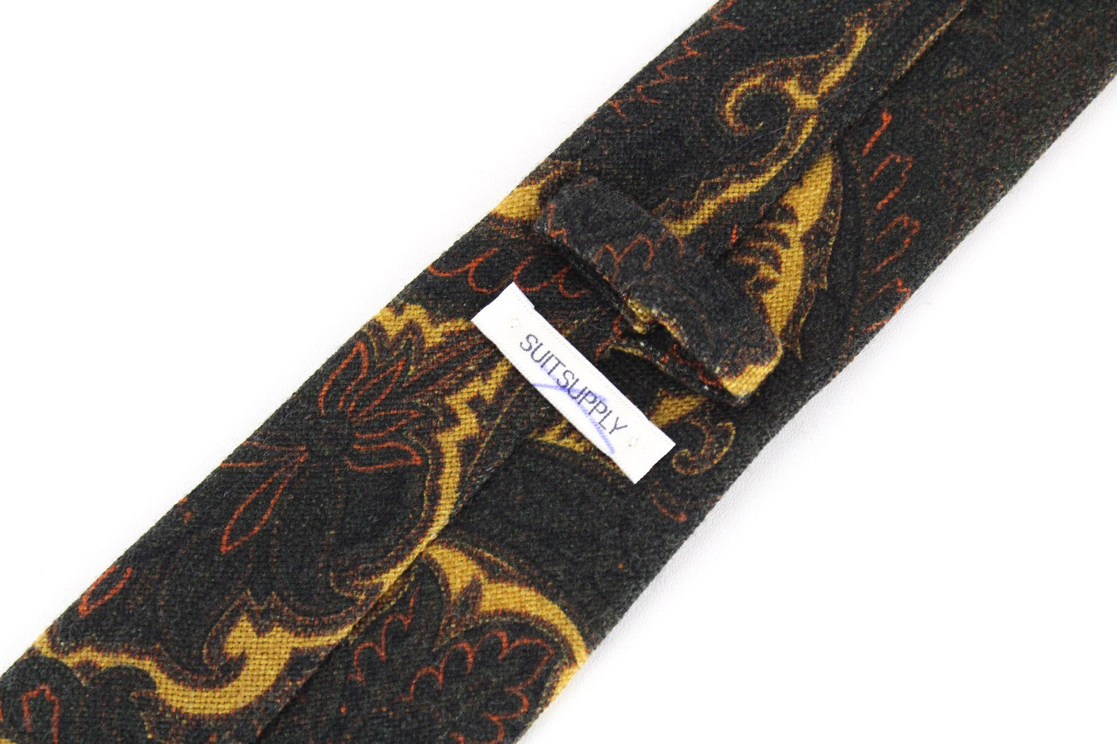 SUITSUPPLY Men Tie 150 x 8 cm Dark Green Pure Wool Pattern Pointed-End Classic
