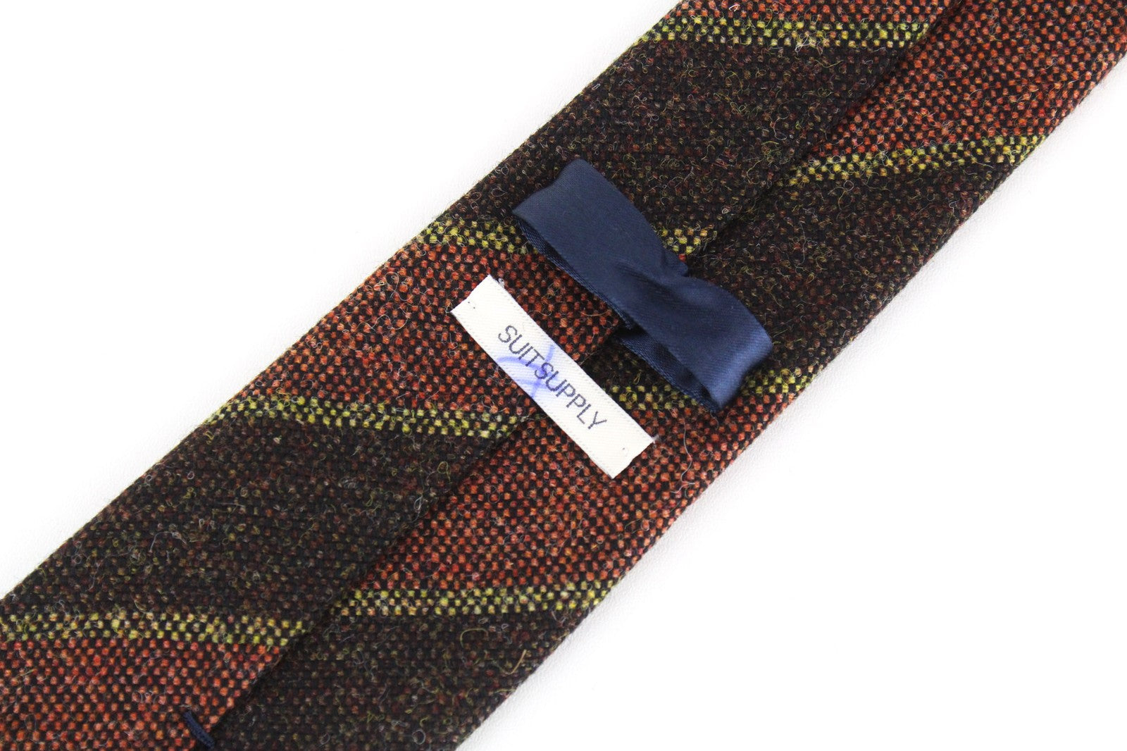 SUITSUPPLY Men Tie 150 x 8 cm Brown Pure Wool Striped Pointed-End Classic