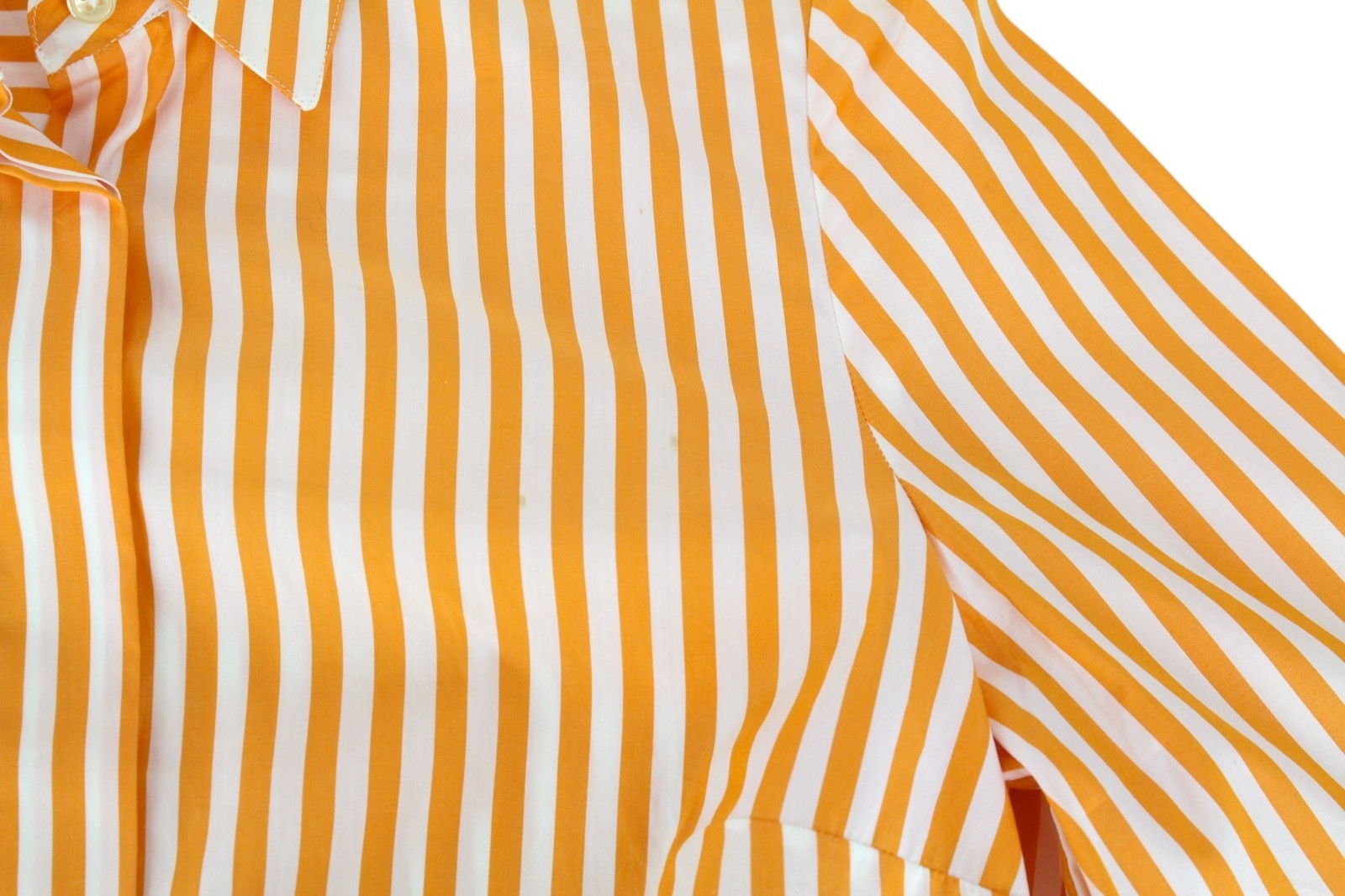 SUISTUDIO Curtis Women Shirt UK8R XS Orange Cotton Striped Button Flare Sleeved