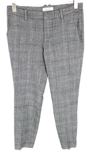 SUISTUDIO Grey Women Trousers UK10S W31 Grey Wool Silk Linen Pleated Checked