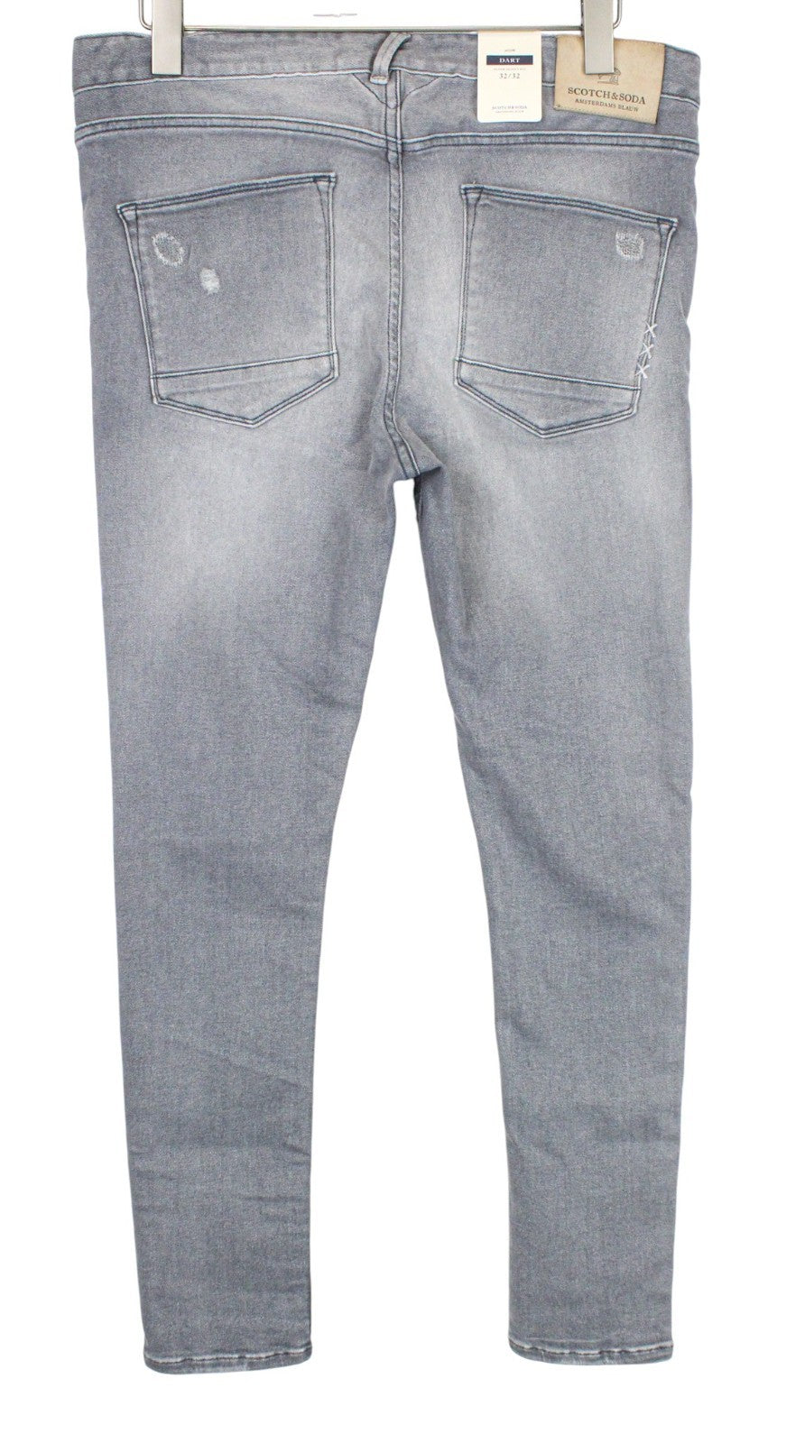 SCOTCH & SODA Dart Men Jeans W32/L32 Super Skinny Fit Distressed Grey Washed