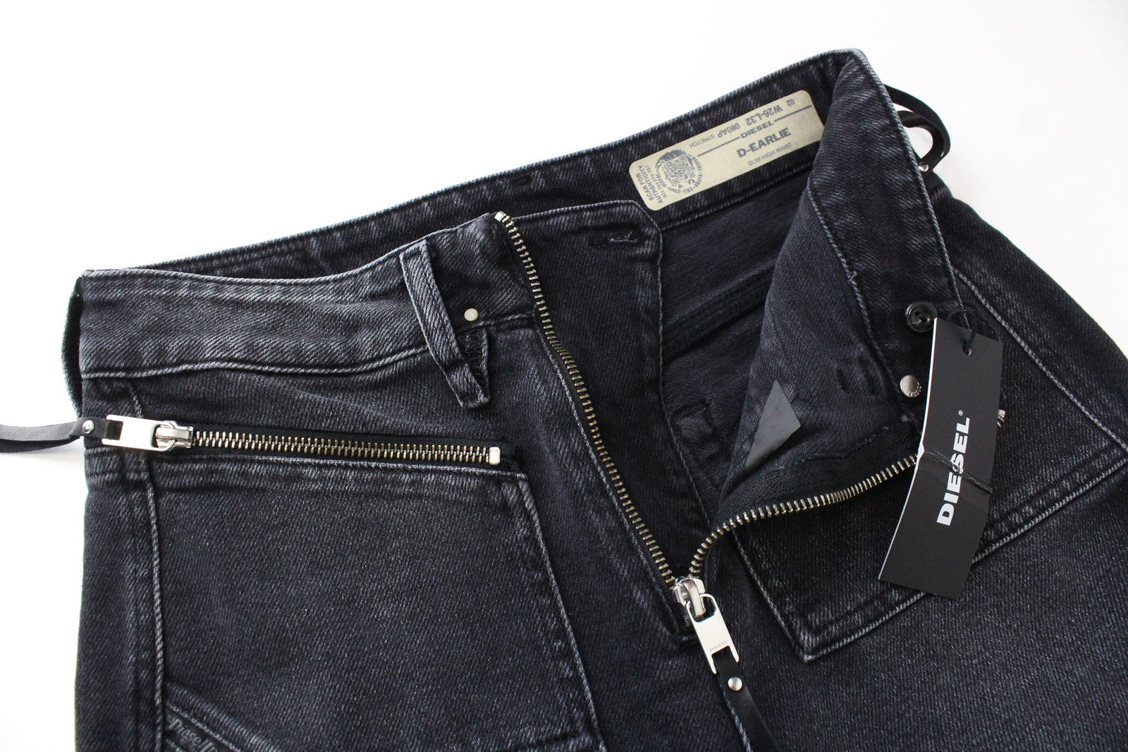DIESEL D-Earlie 080AP Women Jeans W26/L32 Slim Cropped Dark Grey Cotton Blend