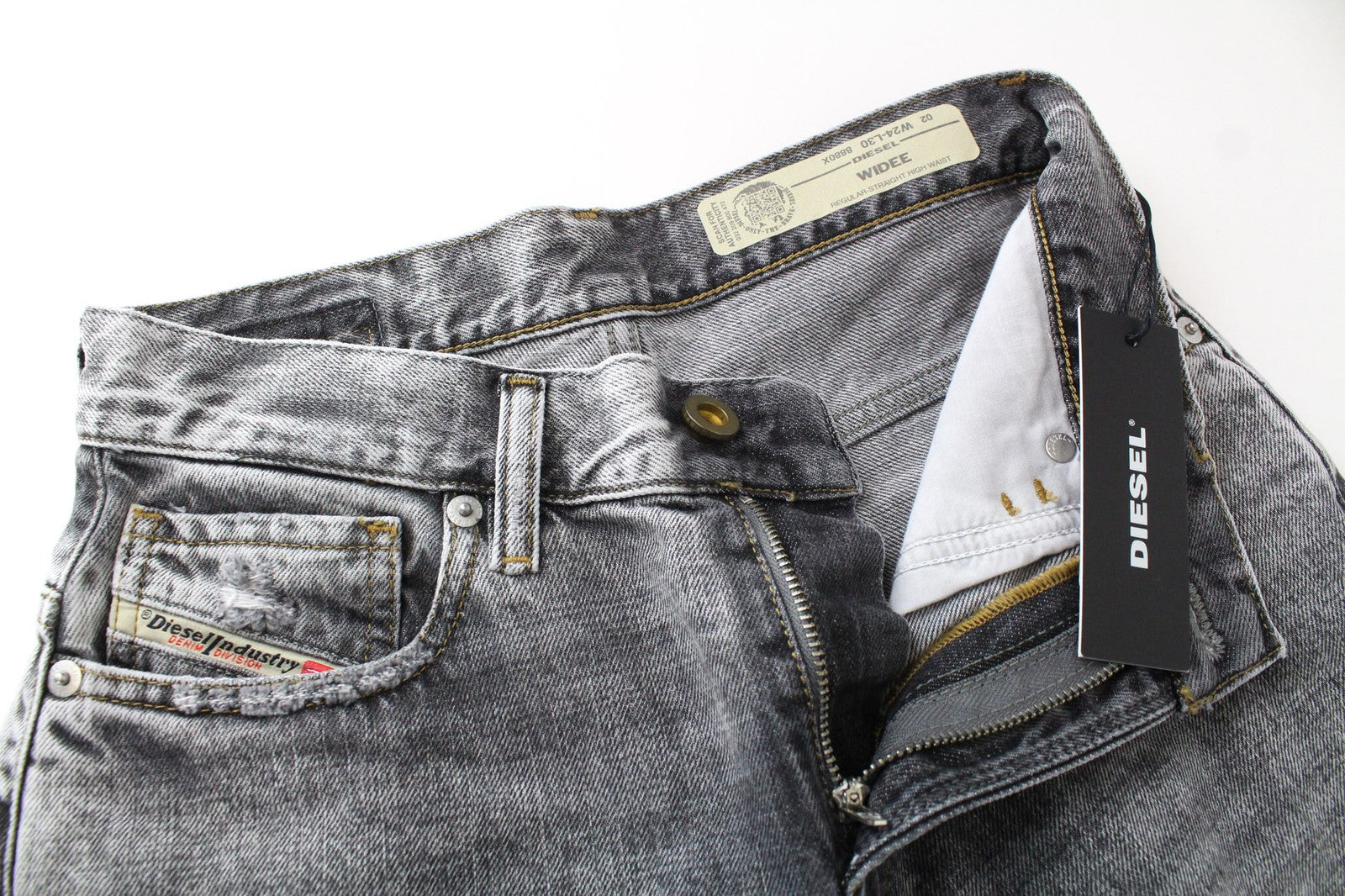 DIESEL Widee 8880X Women Jeans W24/L30 Girls Straight Fit Washed Grey Cotton