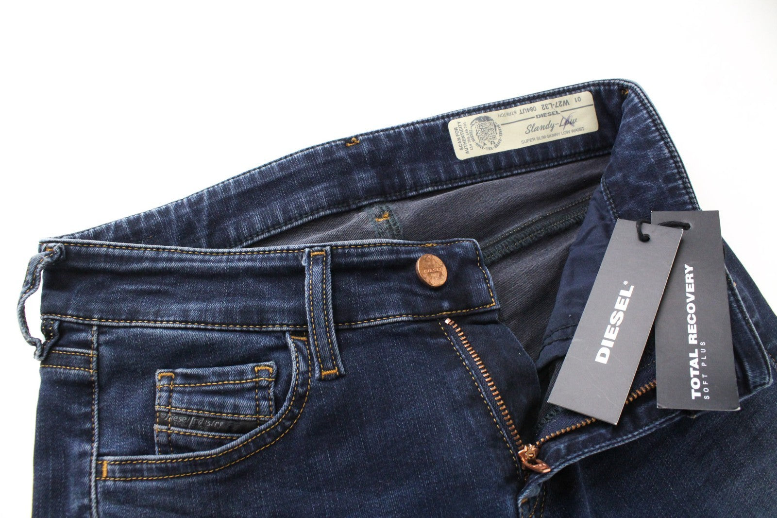 DIESEL Slandy 084UT Women Jeans W27/L32 Super Slim-Skinny Blue Cotton Stretch