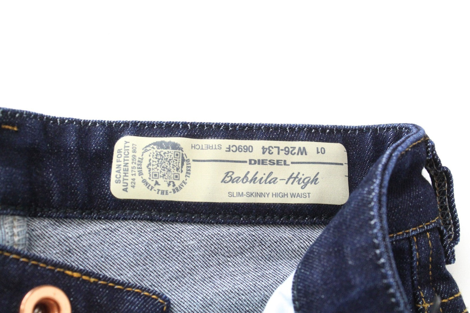 DIESEL Babhila-High 069CF Women Jeans W26/L34 Slim Skinny Dark Blue Stretch