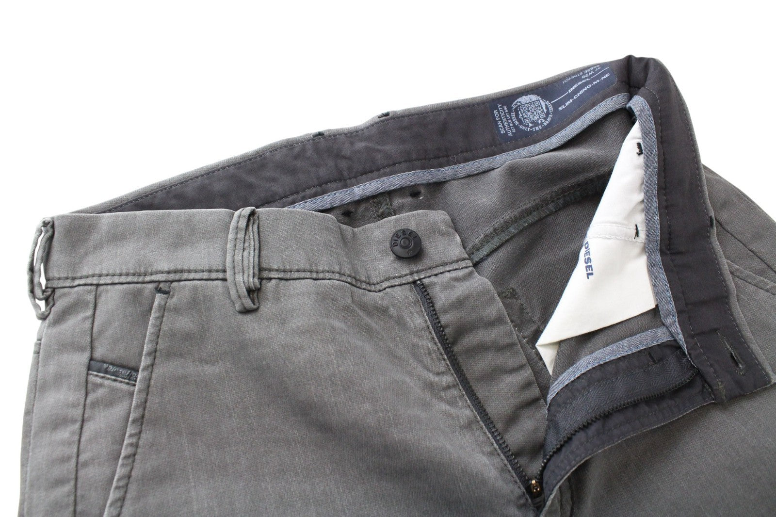 DIESEL Slim-Chino-M-NE Men Jeans W26 Boys Slim Grey Cotton Blend Stretch Denim