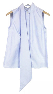 SUISTUDIO Dorian Women Shirt EU34R XS Blue Pure Cotton Sleeveless Striped Formal