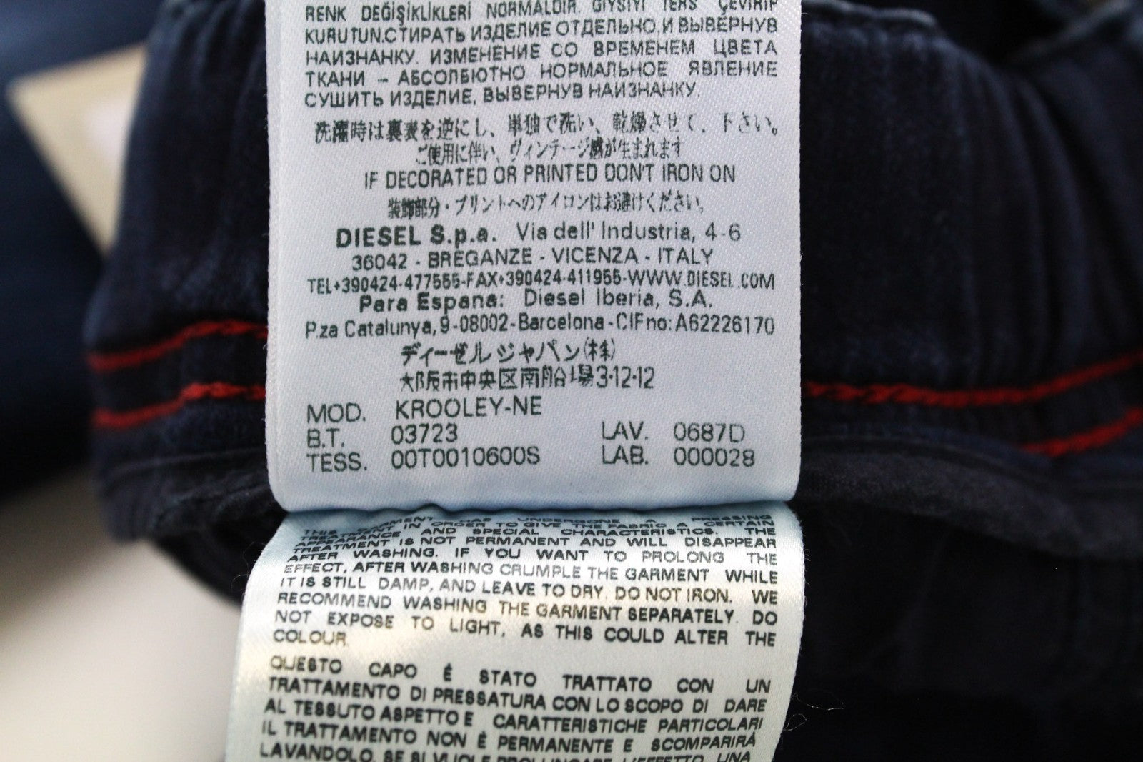 DIESEL Krooley-NE 0687D Men Jeans W28 Sweat Jogg Carrot Slim Blue Cotton Stretch