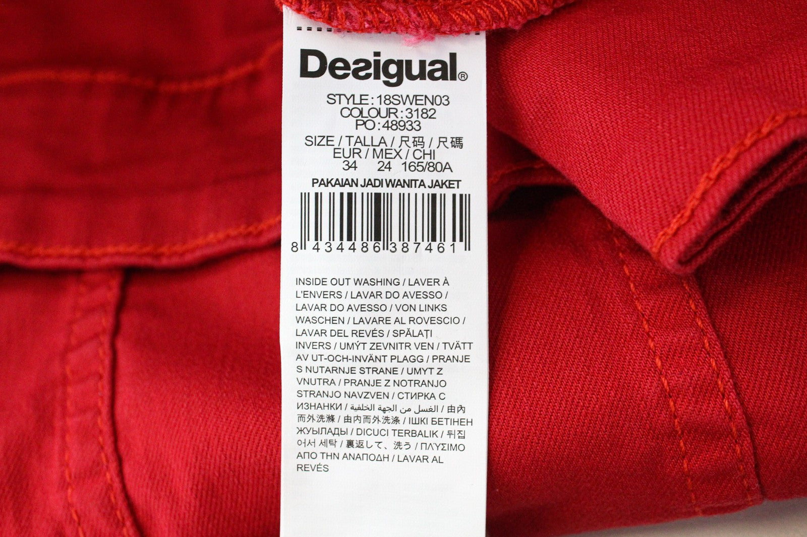 DESIGUAL Kyle Women Jacket UK6 XS Red Cotton Blend Knitted Sleeves