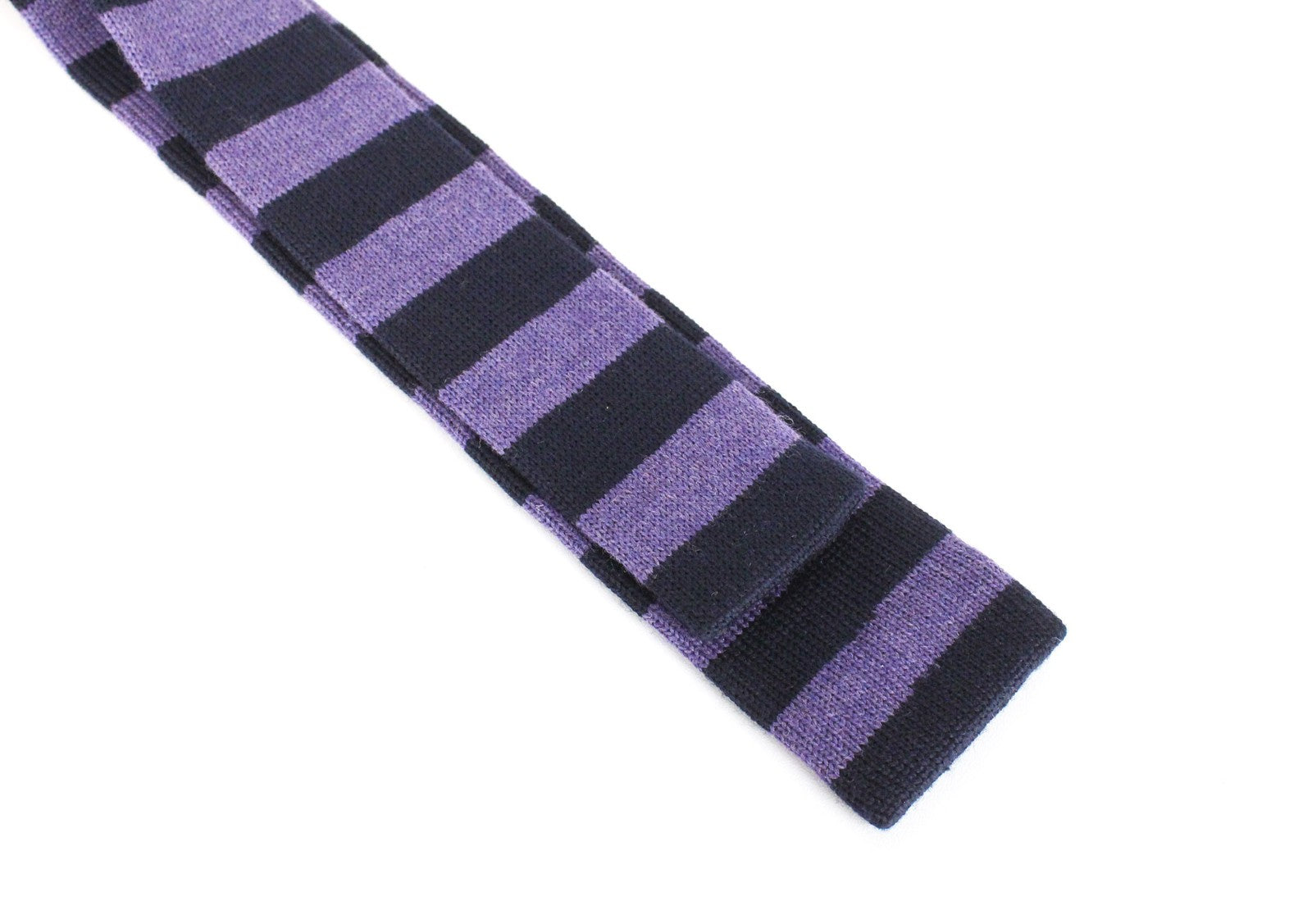 SUITSUPPLY Men Tie 144 x 6 cm Purple Wool Knitted Striped Pattern Squared-End