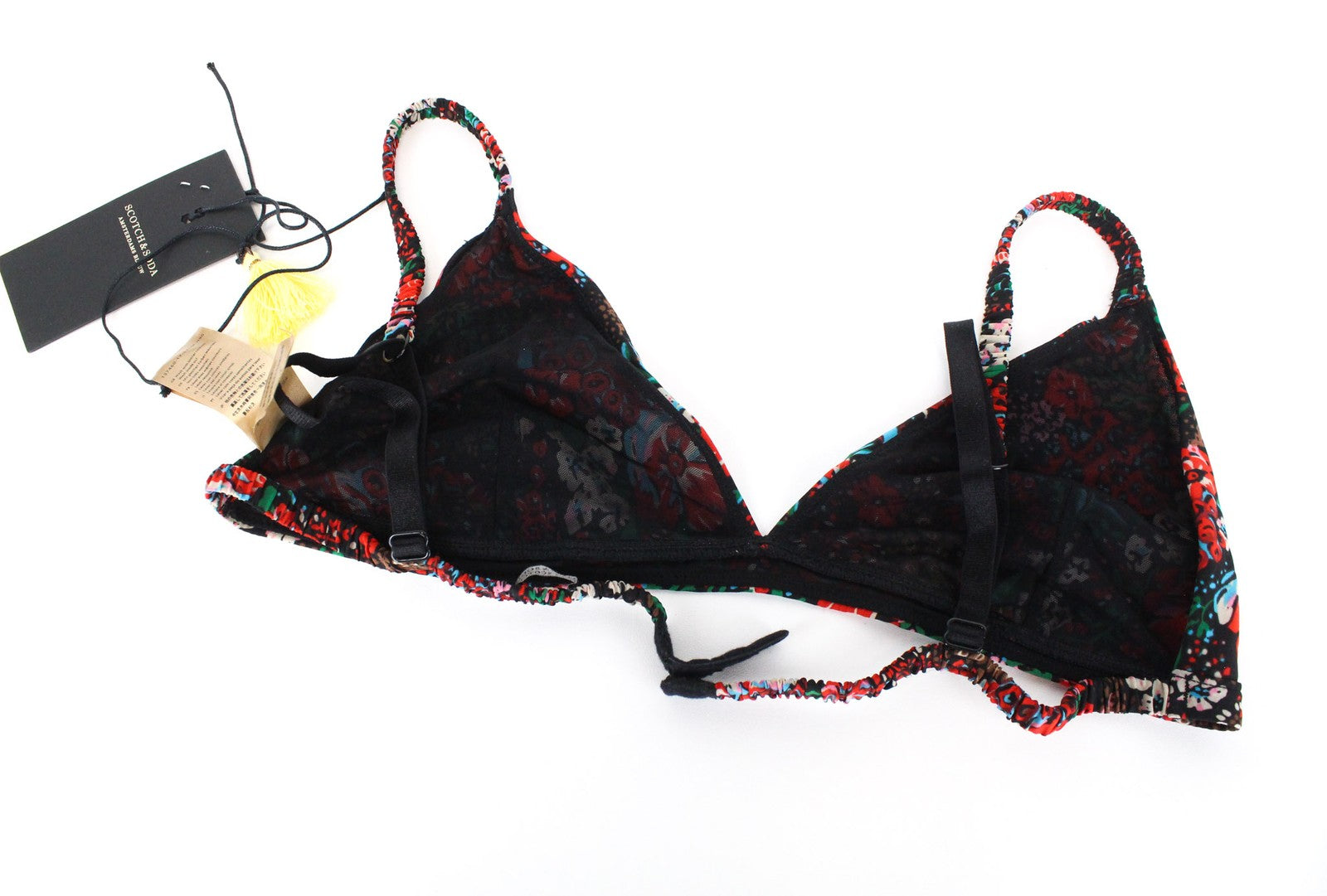 MAISON SCOTCH Women Underwear S Red Flower Patterned Bralette Panties 2 Piece
