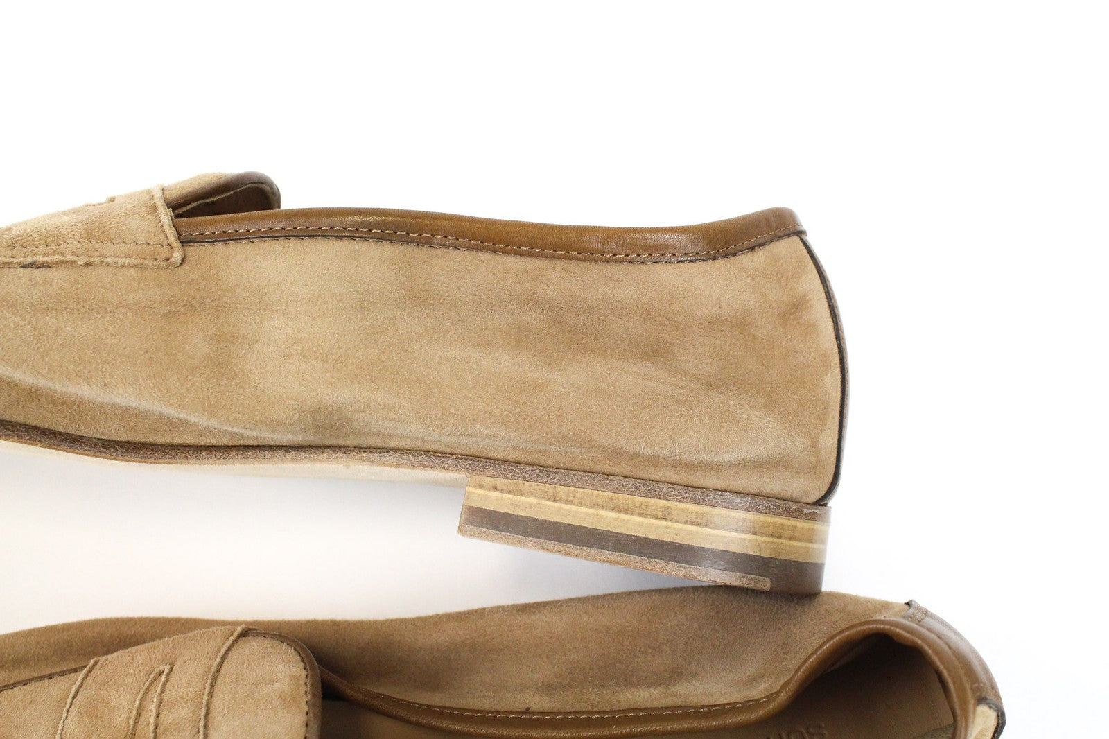 SUITSUPPLY Men Formal Shoes EU43 Camel Brown Suede Classic Slip On Loafers