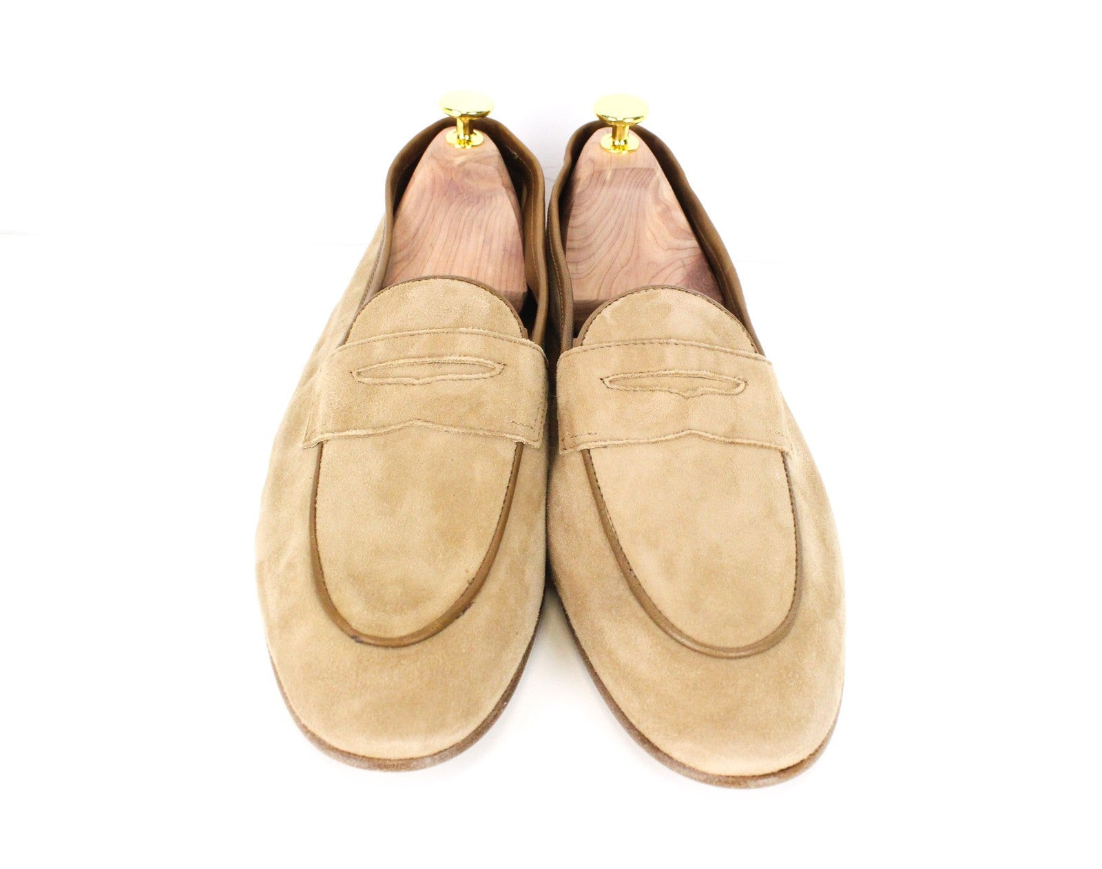 SUITSUPPLY Men Formal Shoes EU43 Camel Brown Suede Classic Slip On Loafers