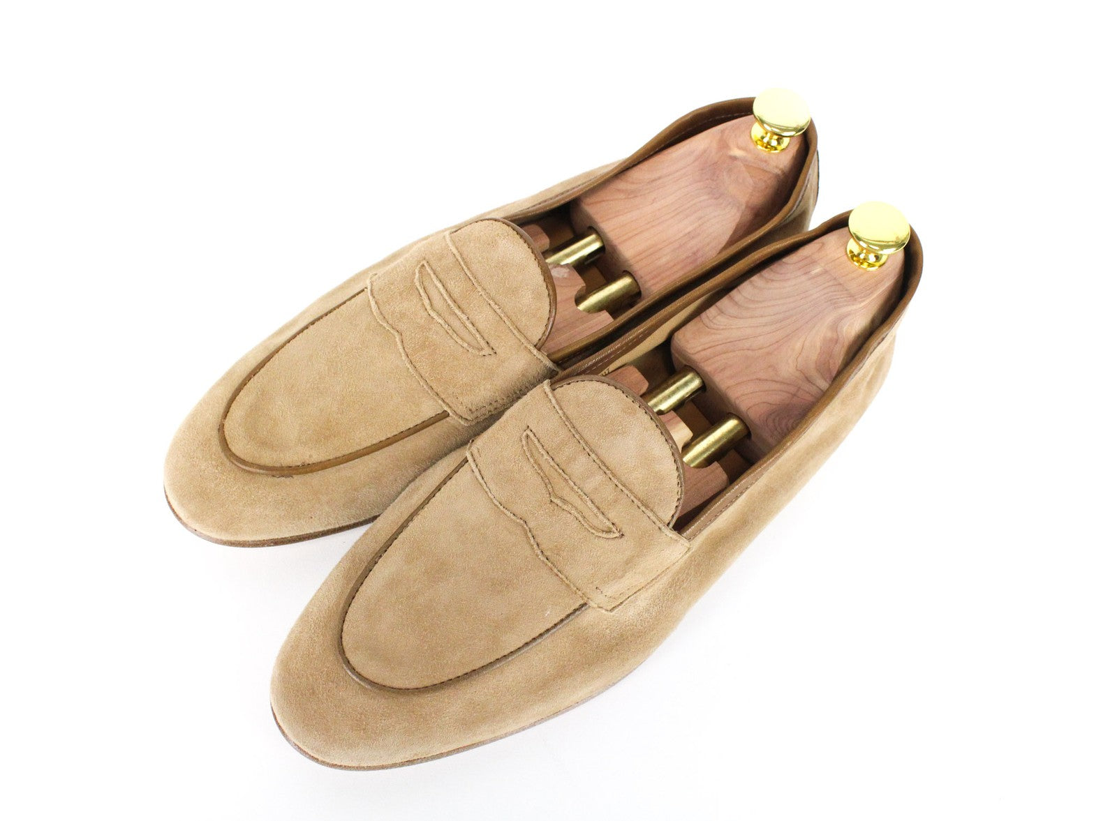 SUITSUPPLY Men Formal Shoes EU43 Camel Brown Suede Classic Slip On Loafers
