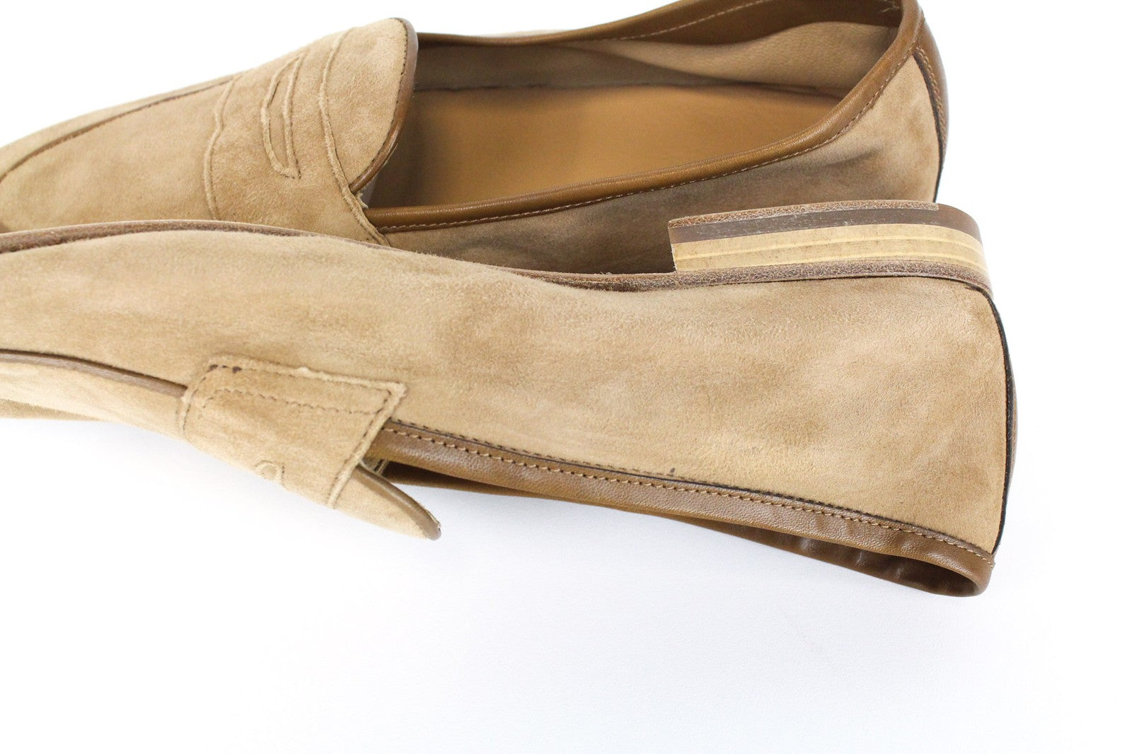 SUITSUPPLY Men Formal Shoes EU43 Camel Brown Suede Classic Slip On Loafers