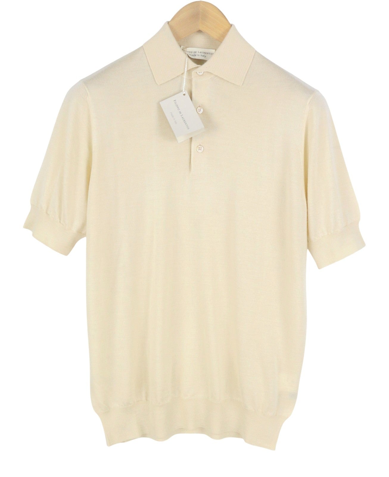 FILIPPO DE LAURENTIIS Men Polos M Beige Cashmere Silk Short Sleeved