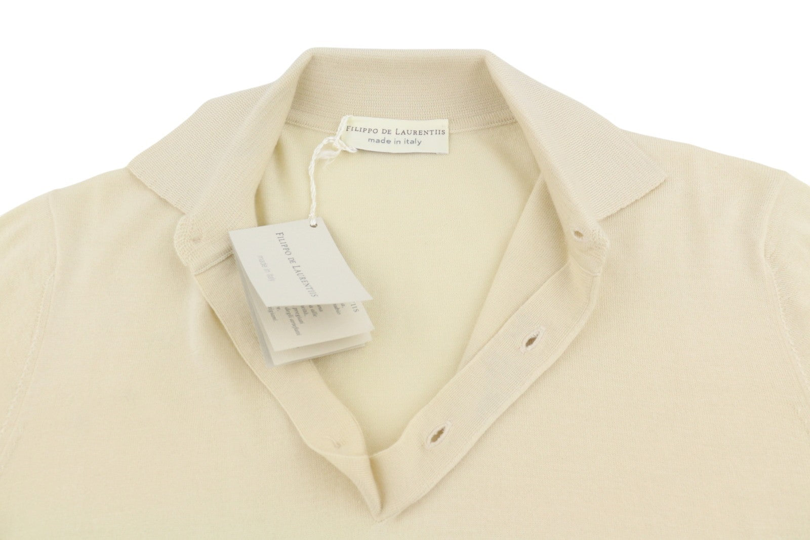 FILIPPO DE LAURENTIIS Men Polos M Beige Cashmere Silk Short Sleeved