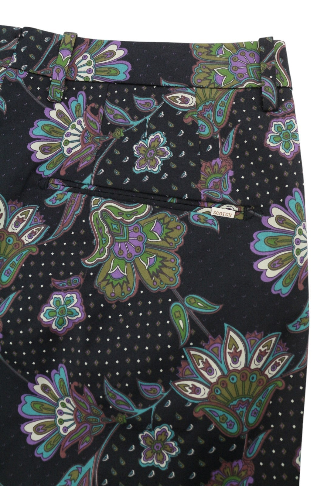 SCOTCH & SODA Men Shorts W34 Black Patterned Zip Fly Chino