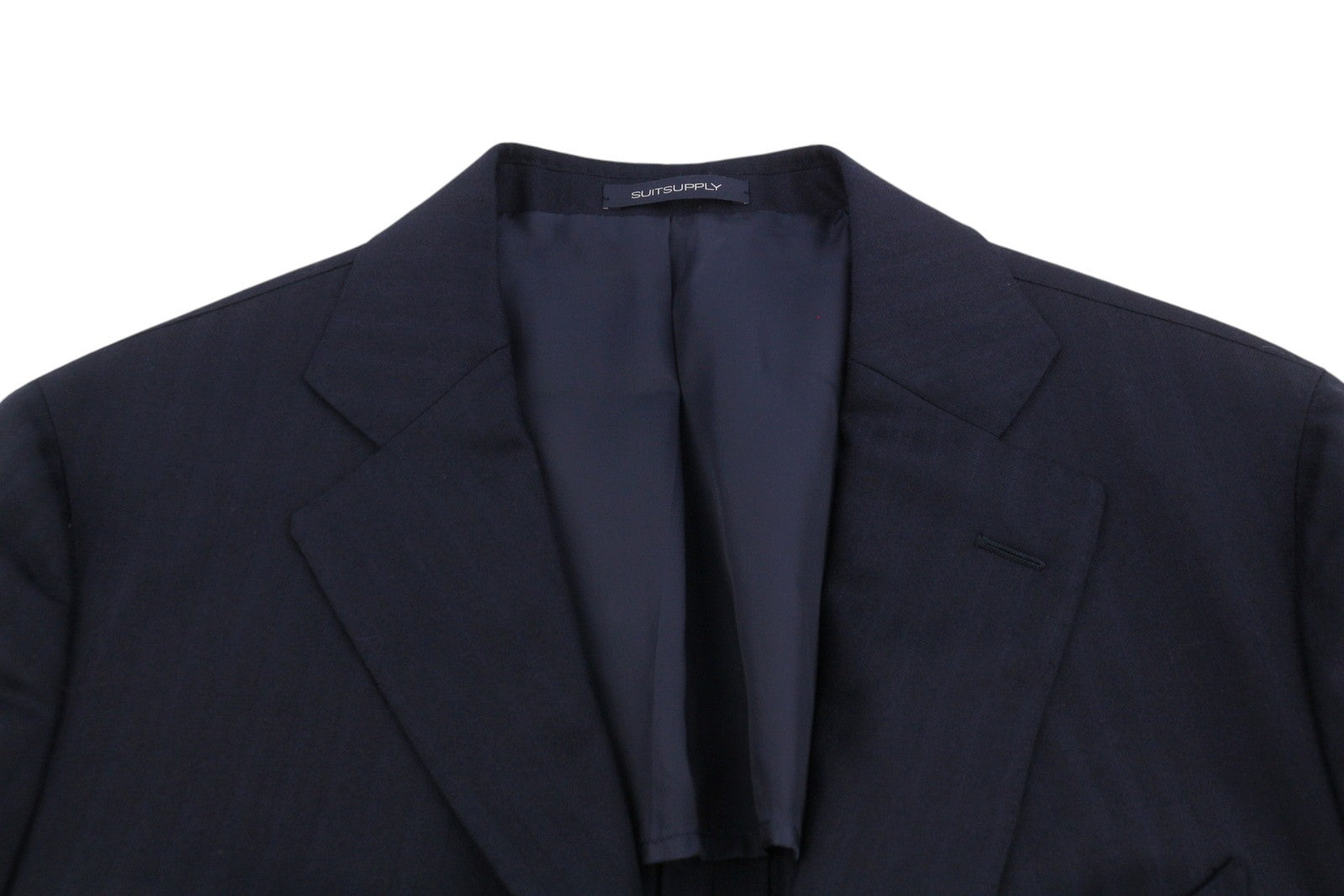 SUITSUPPLY La Spalla Men Blazer UK42S Dark Blue Wool Pinstriped Notch Lapel