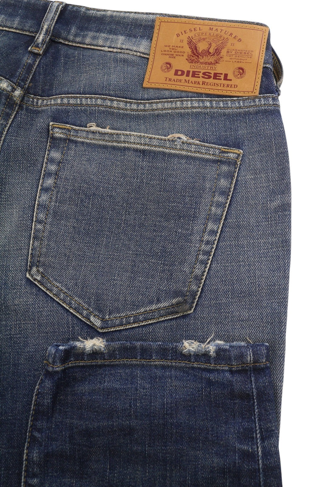 DIESEL D-Joy Z9A05 Women Jeans W28/L32 Blue Whiskers Faded Distress Slim Fit