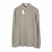FILIPPO DE LAURENTIIS Men Shirt IT56 2XL Green Cotton Mandarin Neck Button-Up