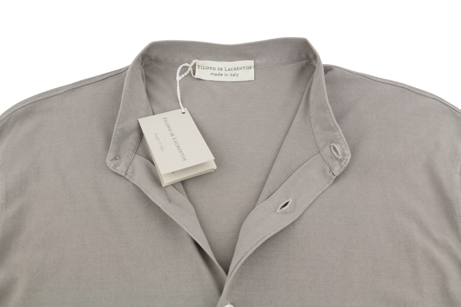 FILIPPO DE LAURENTIIS Men Shirt IT56 2XL Green Cotton Mandarin Neck Button-Up
