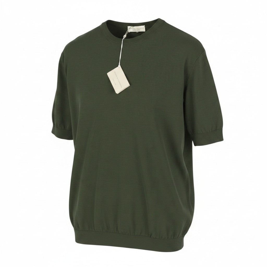 FILIPPO DE LAURENTIIS Men T-Shirt IT52 L Military Green Cotton Short Sleeve