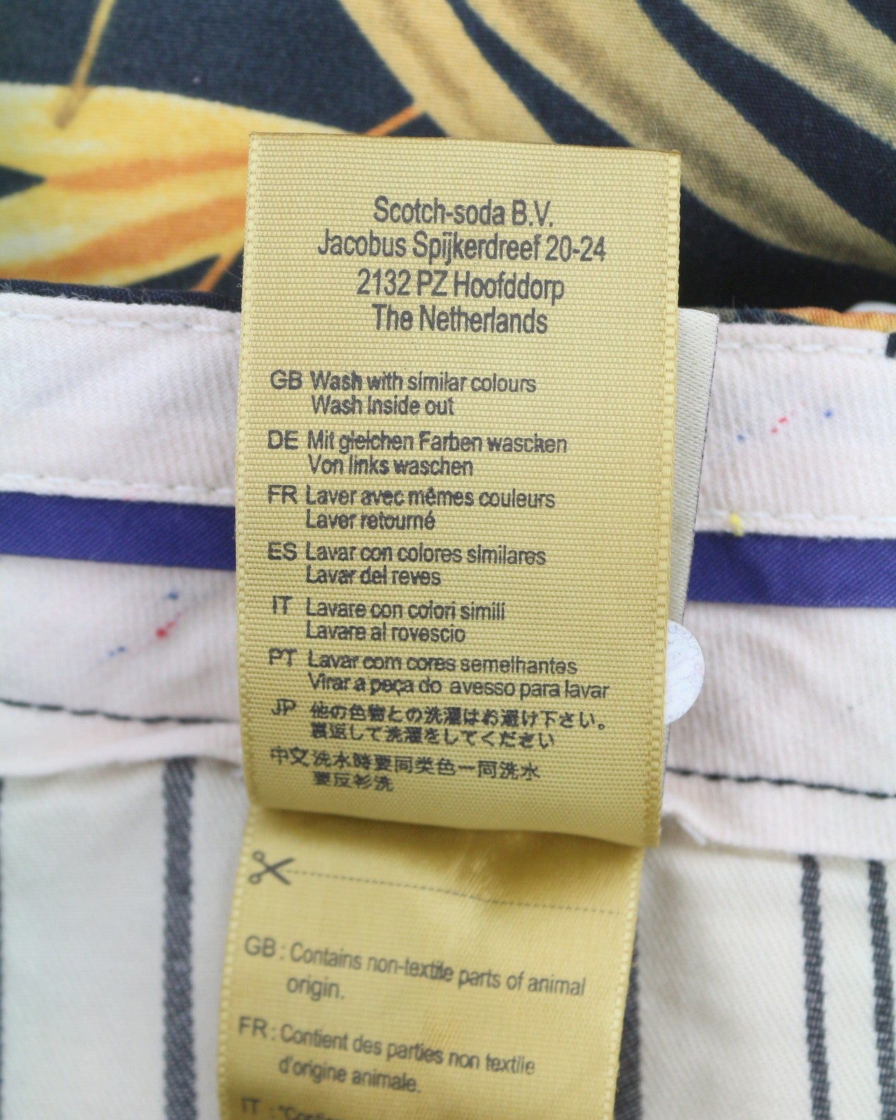SCOTCH & SODA Men Shorts W28 Faded Leafs Pattern Cotton Zip Fly Chino
